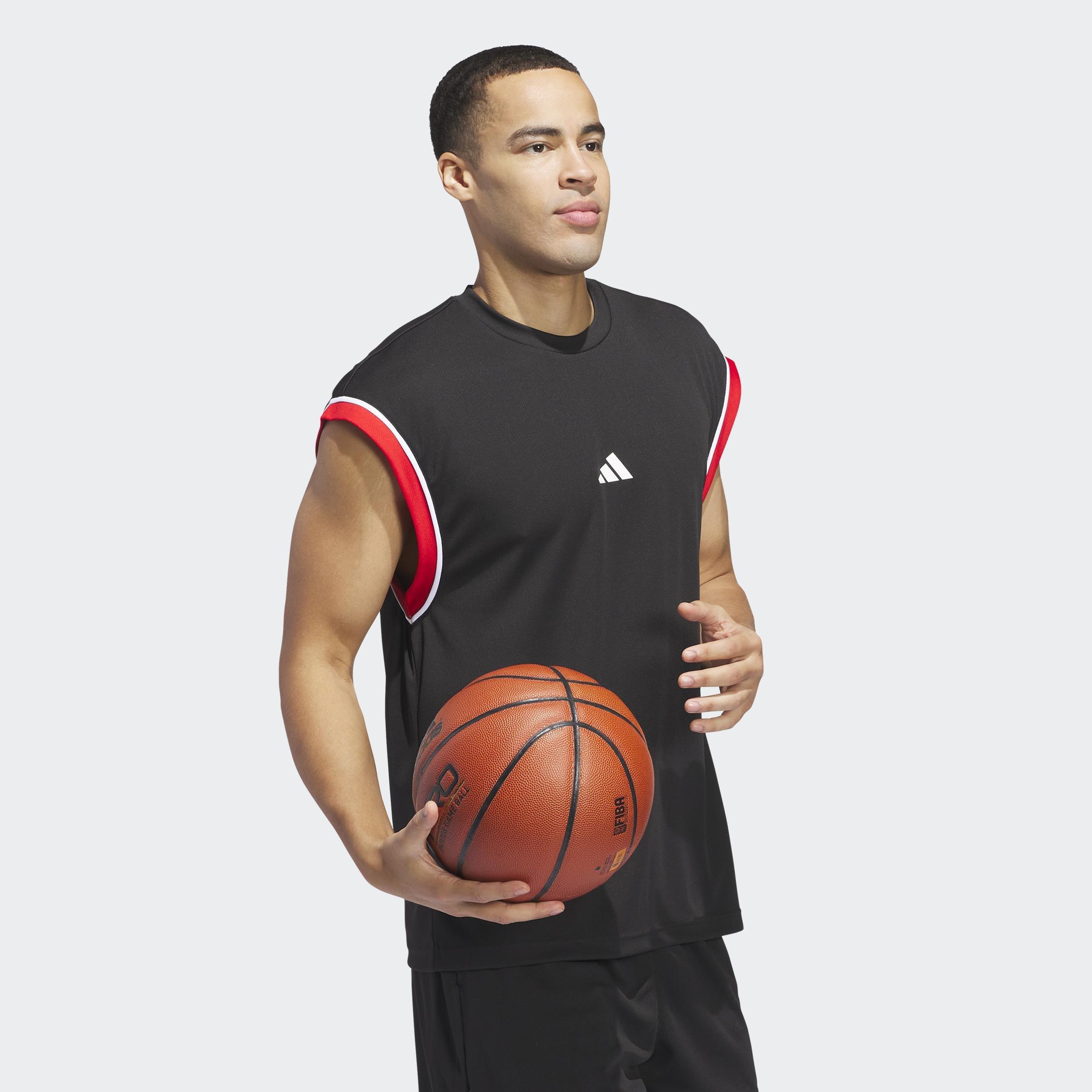 adidas Basketball All-World Sleeveless Tank Top, Black, A701_ONE, large image number 9