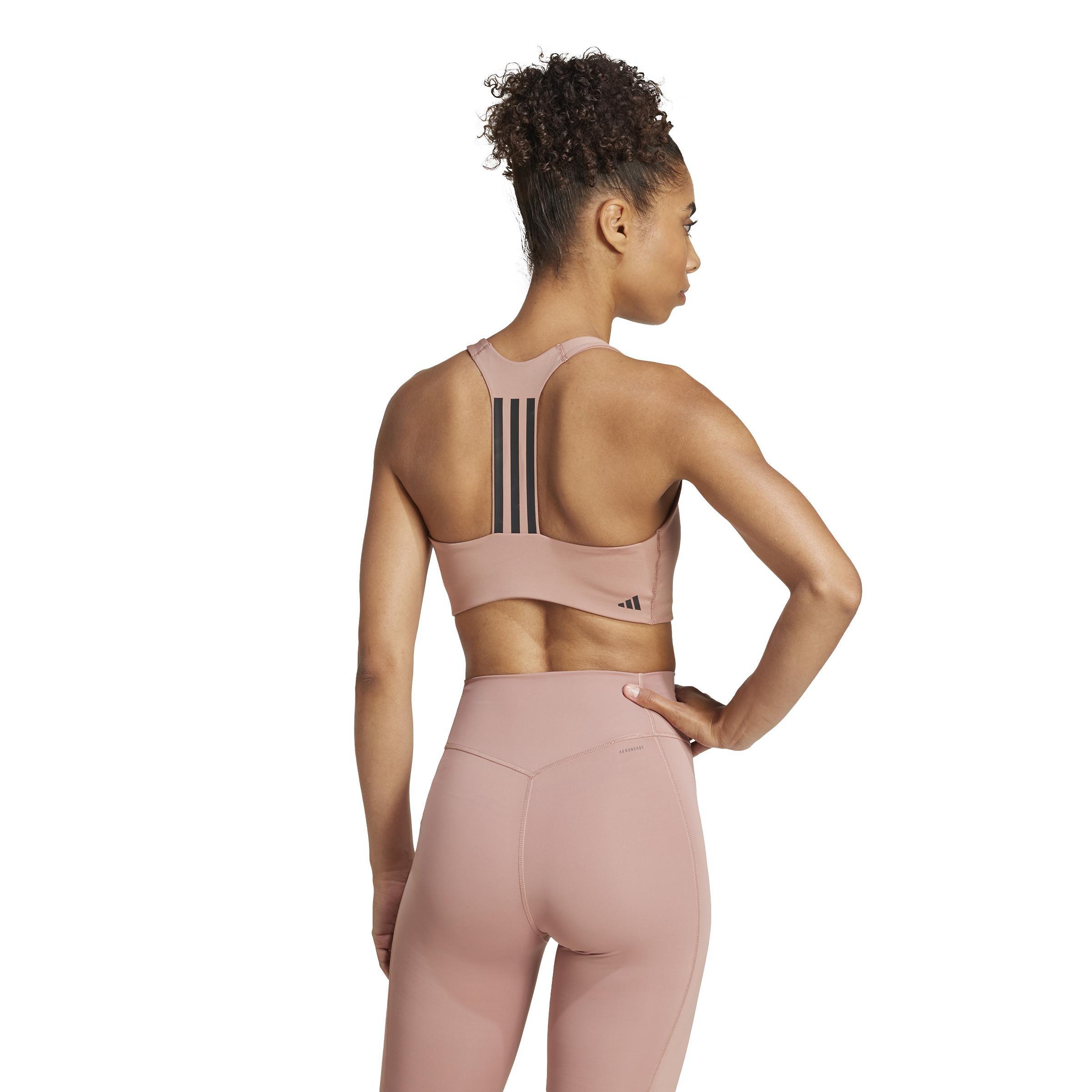 Powerimpact Training Medium-Support 3-Stripes Bra, Red, A701_ONE, large image number 2