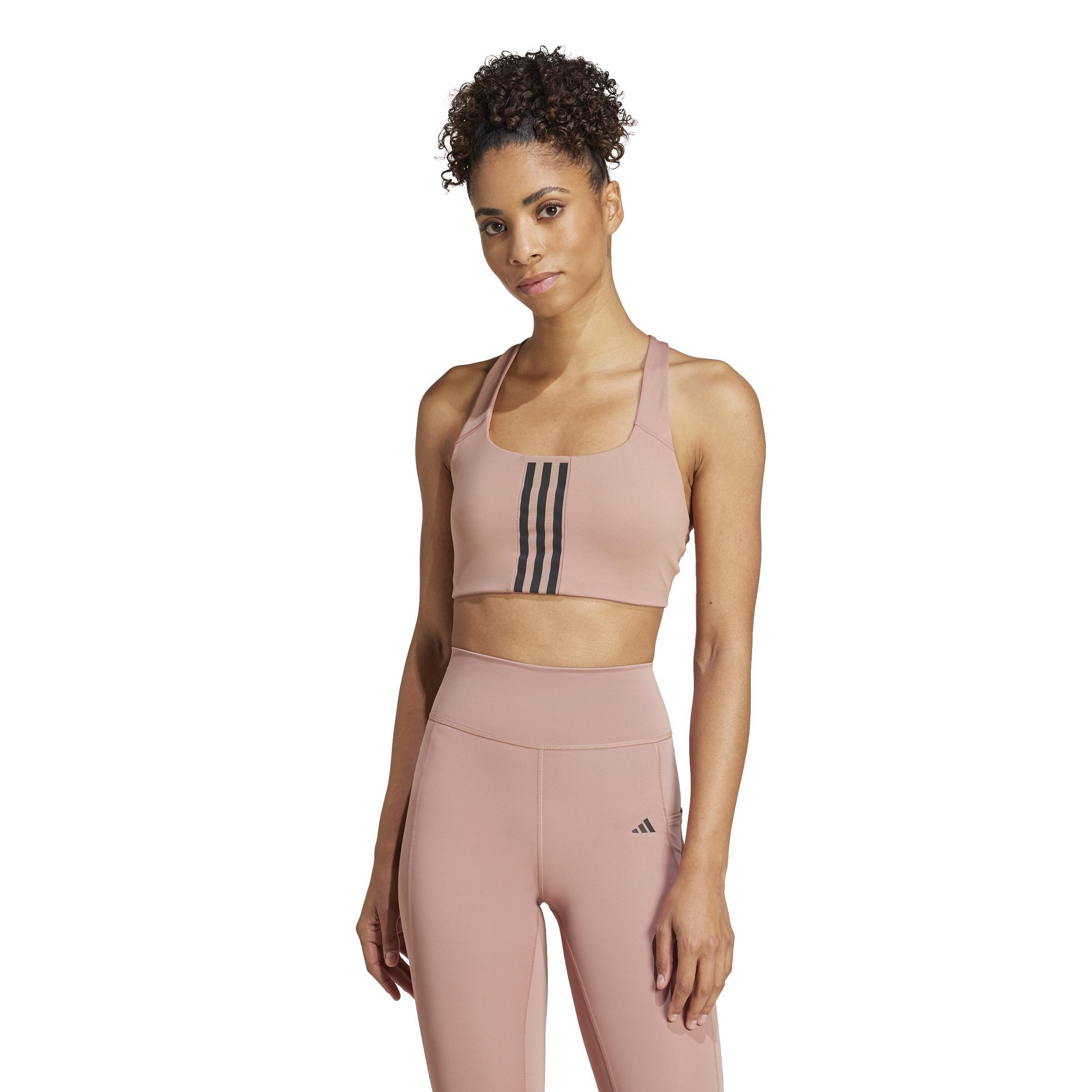 Powerimpact Training Medium-Support 3-Stripes Bra, Red, A701_ONE, large image number 7