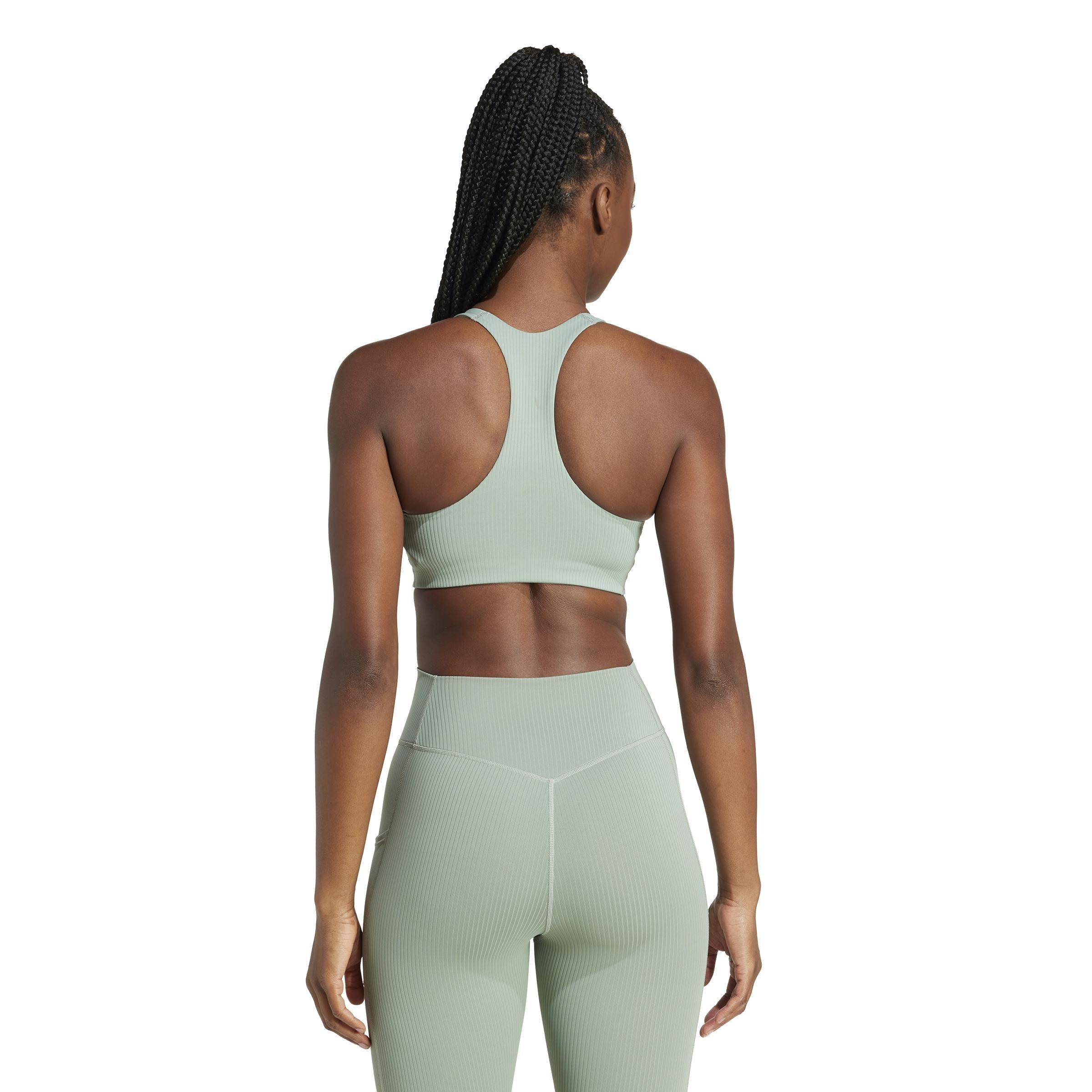 Powerimpact Rib Medium Support Training Bra, Green, , large image number 1