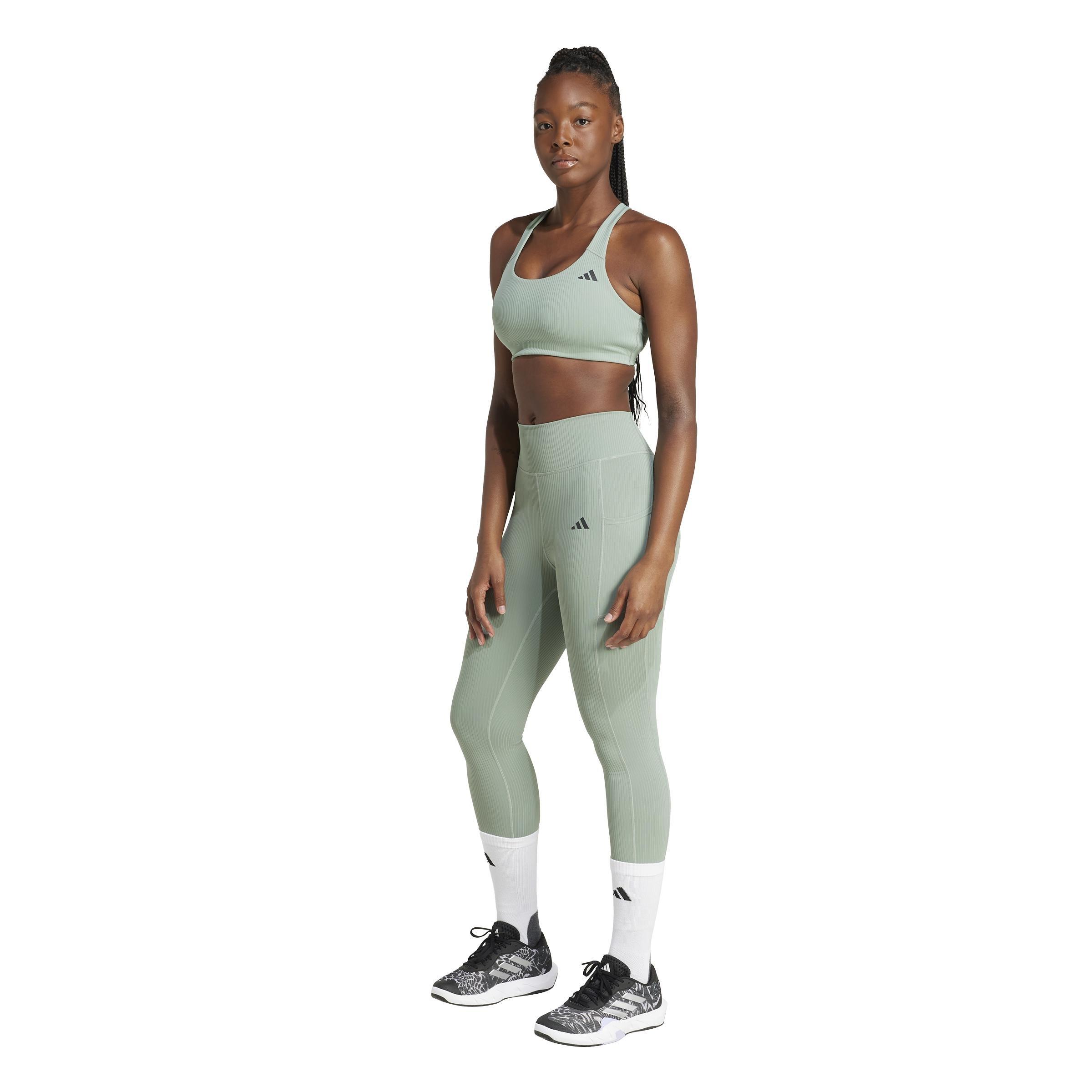 Powerimpact Rib Medium Support Training Bra, Green, , large image number 5