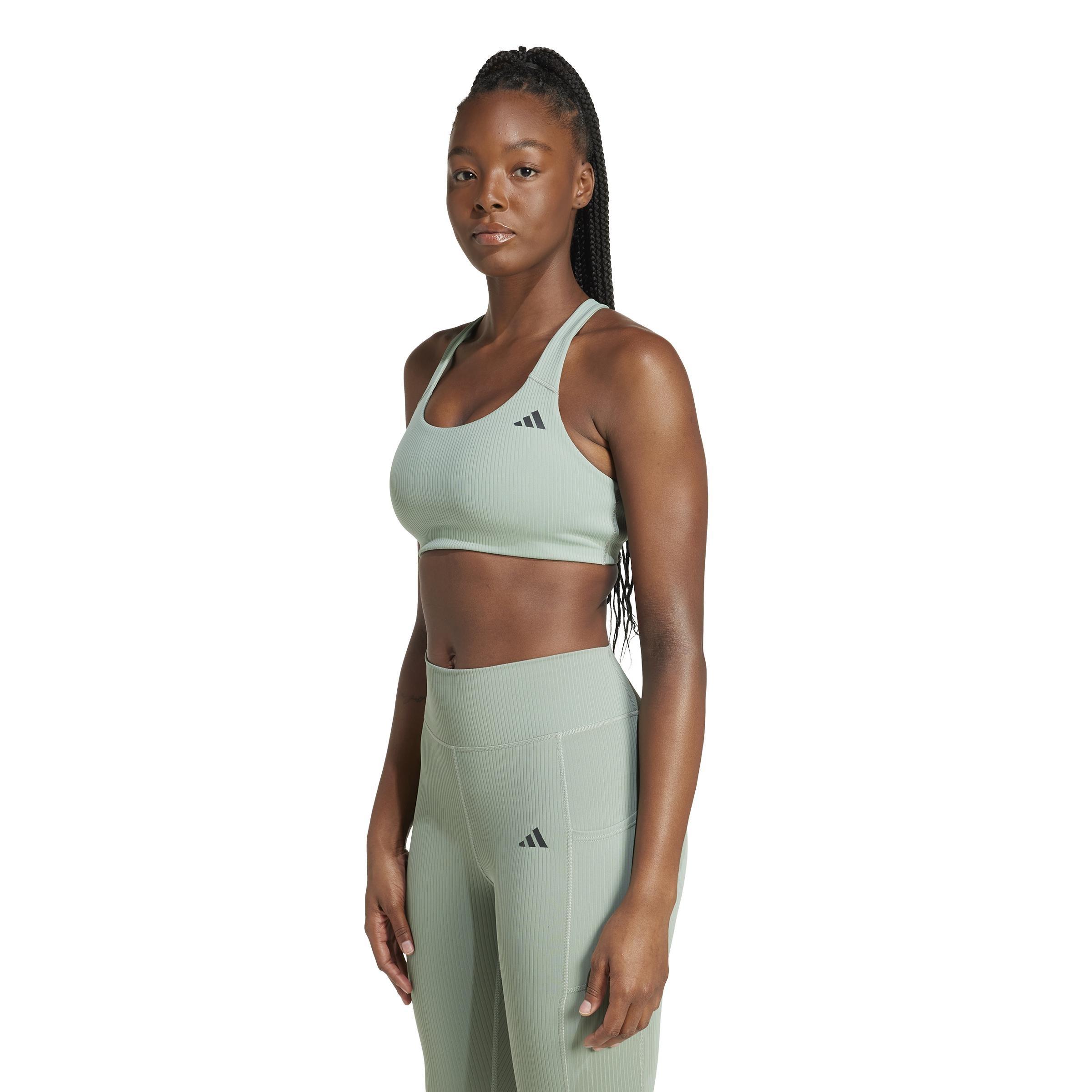 Powerimpact Rib Medium Support Training Bra, Green, , large image number 6
