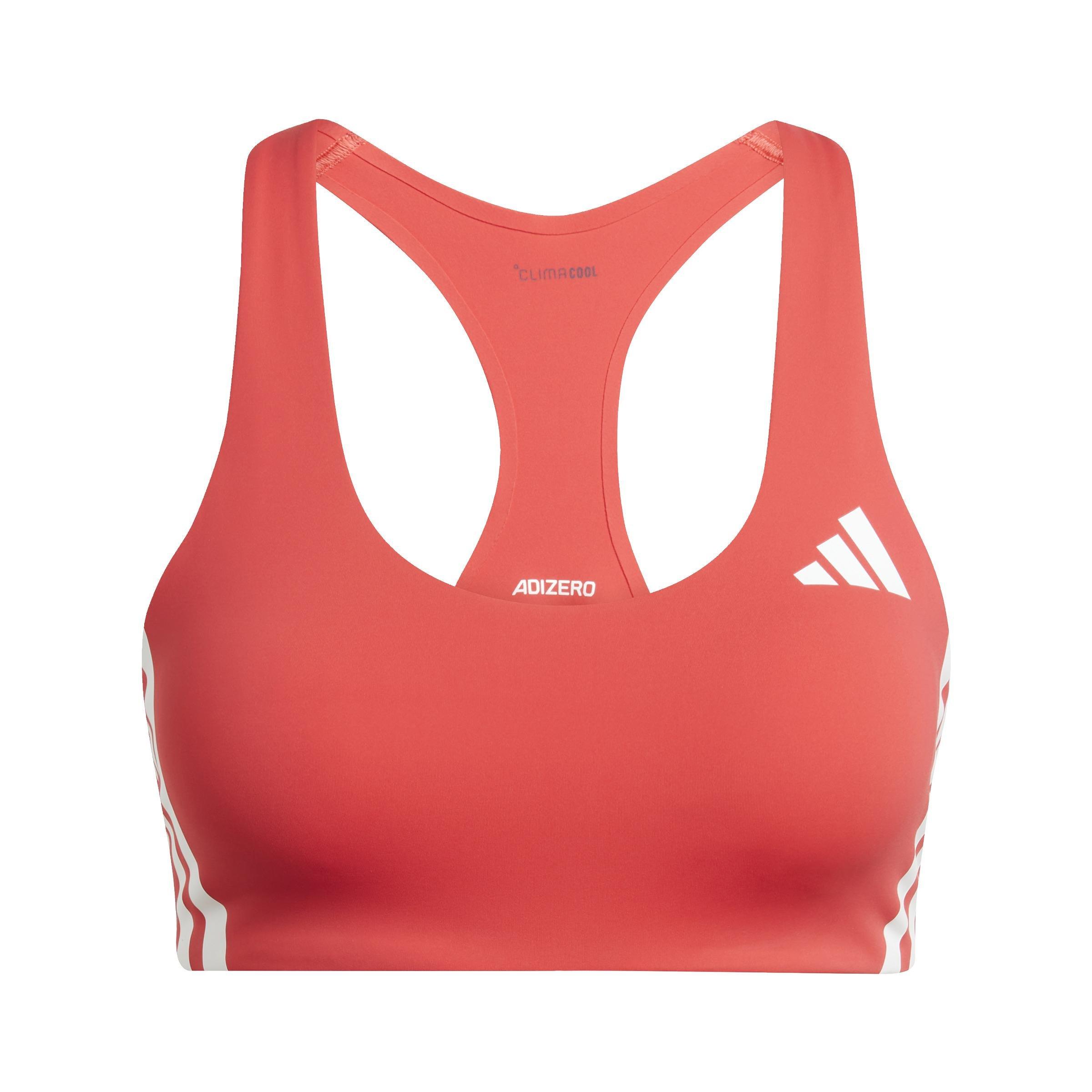 Adizero Run Medium Support Bra, Red, A701_ONE, large image number 0