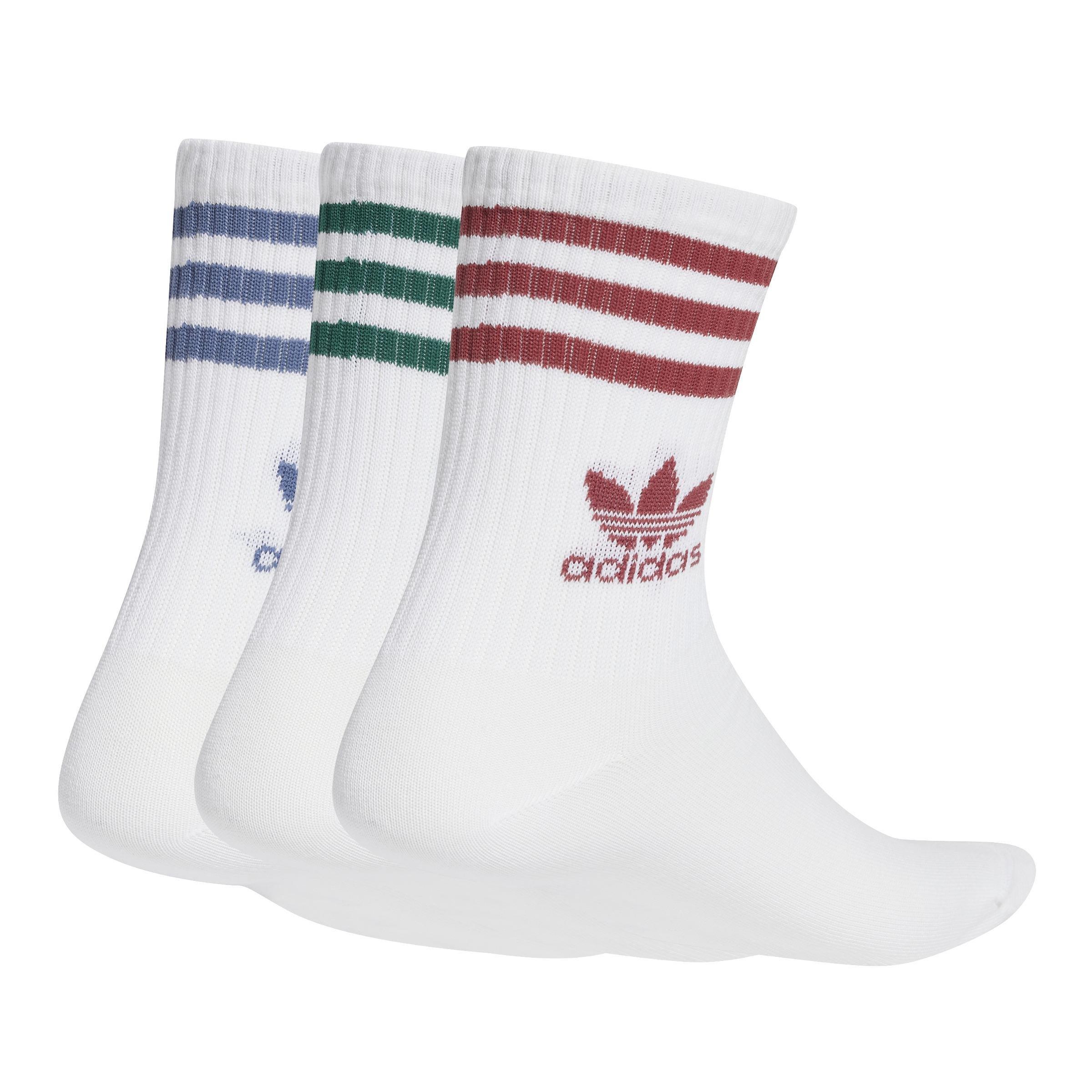 Unisex Mid Cut Crew Socks 3 Pairs, White, A701_ONE, large image number 0