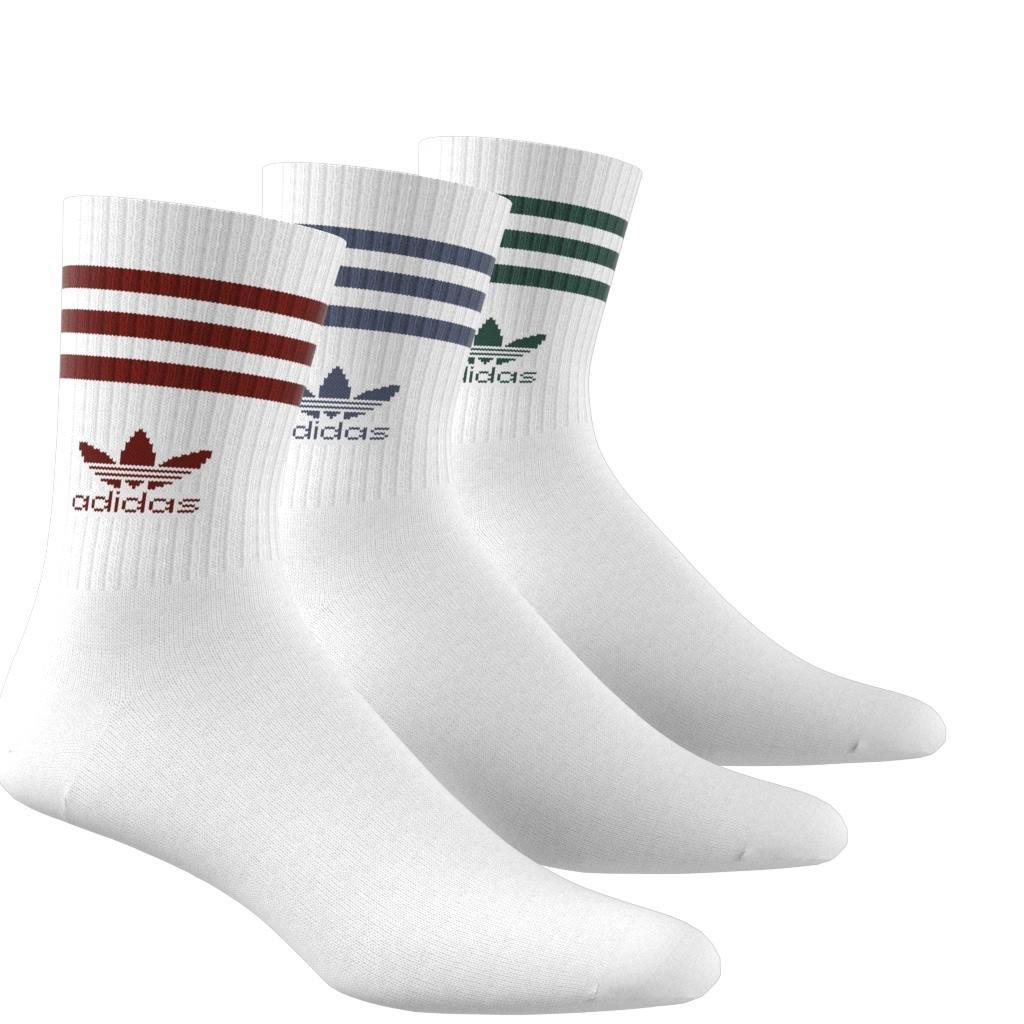 Unisex Mid Cut Crew Socks 3 Pairs, White, A701_ONE, large image number 3