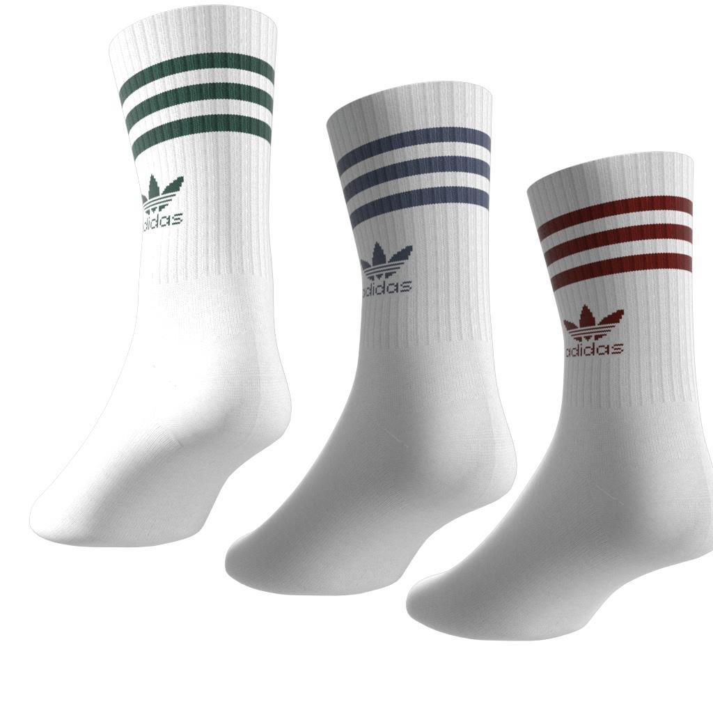 Unisex Mid Cut Crew Socks 3 Pairs, White, A701_ONE, large image number 4