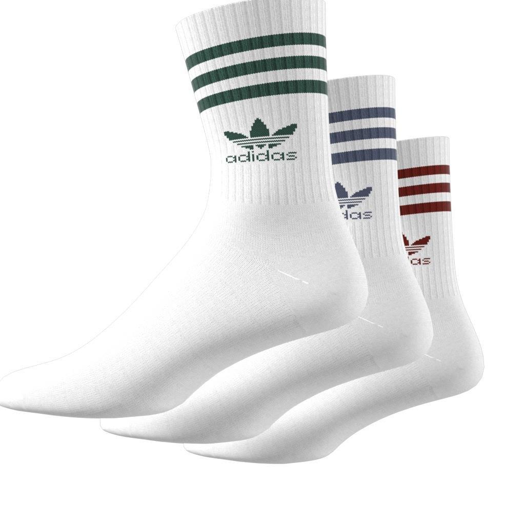 Unisex Mid Cut Crew Socks 3 Pairs, White, , large image number 8
