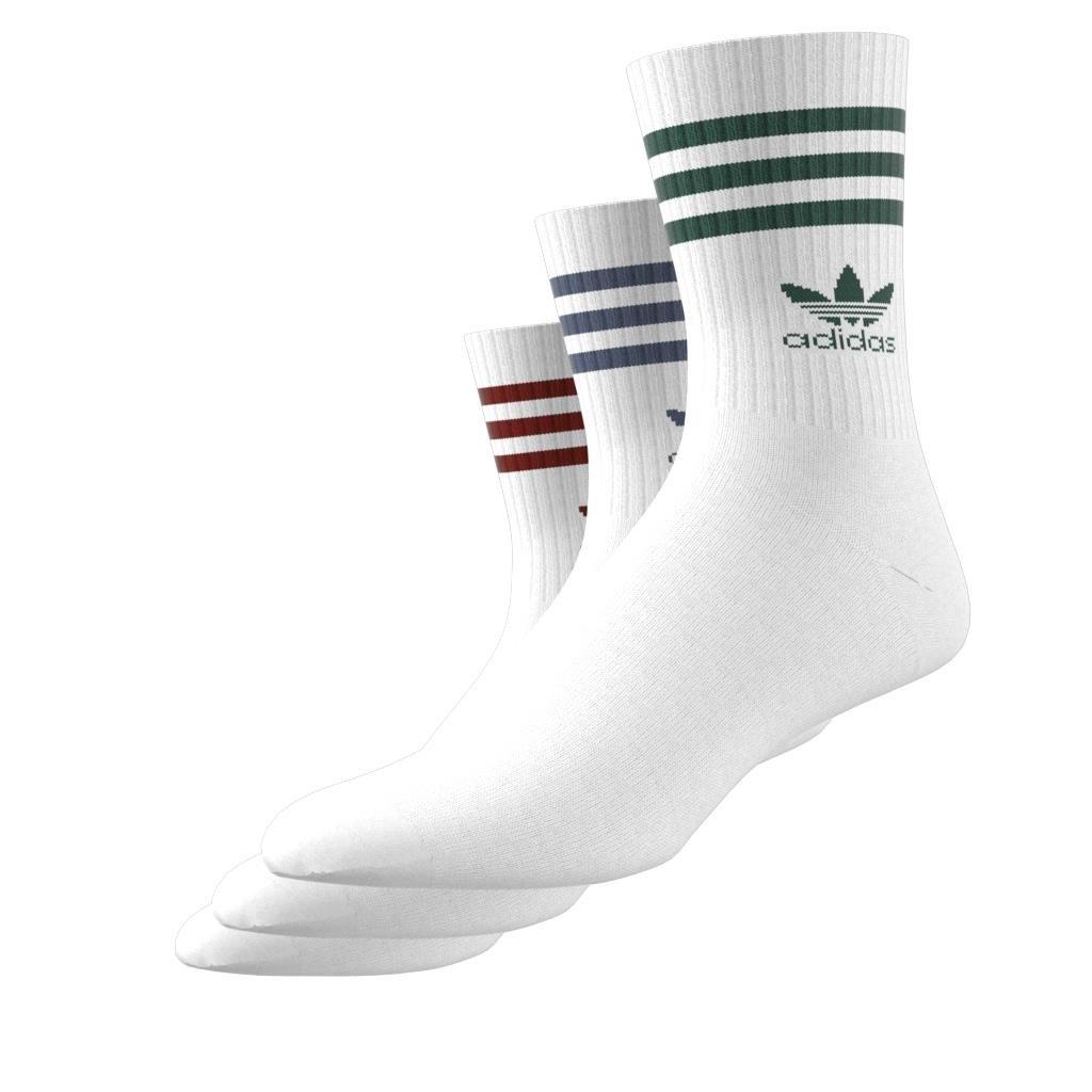 Unisex Mid Cut Crew Socks 3 Pairs, White, , large image number 9
