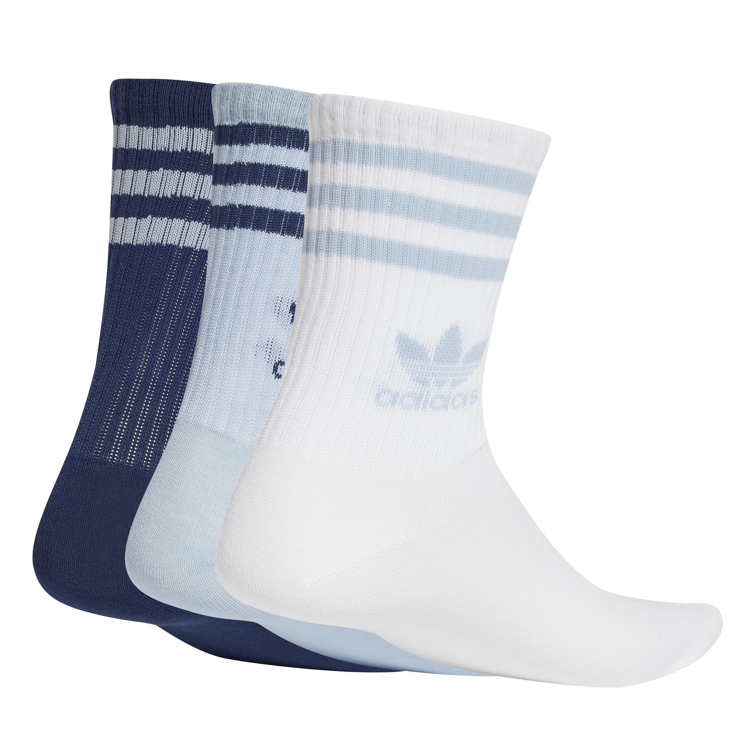 Unisex Mid Cut Crew Socks 3 Pairs, Blue, A701_ONE, large image number 0