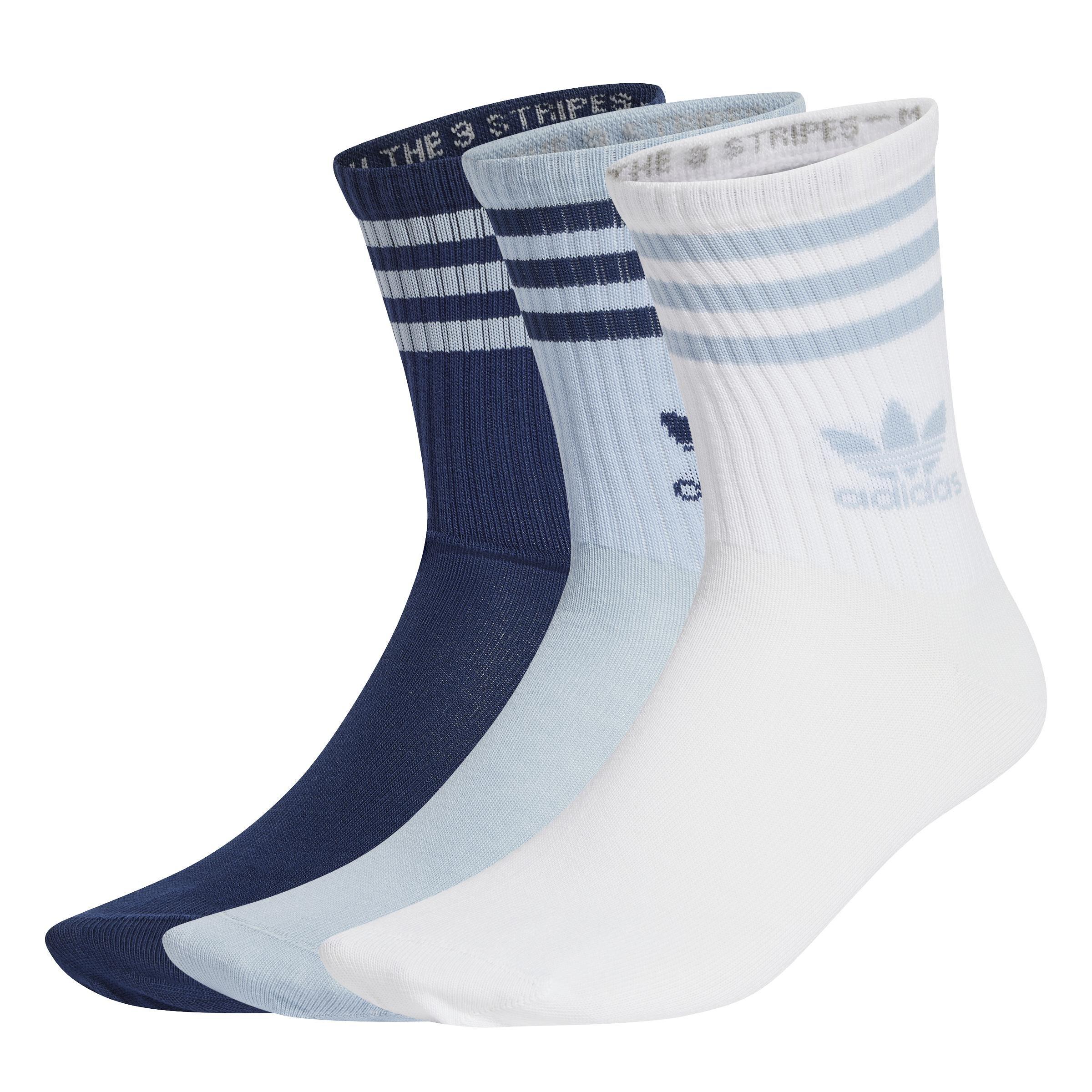 Unisex Mid Cut Crew Socks 3 Pairs, Blue, A701_ONE, large image number 4