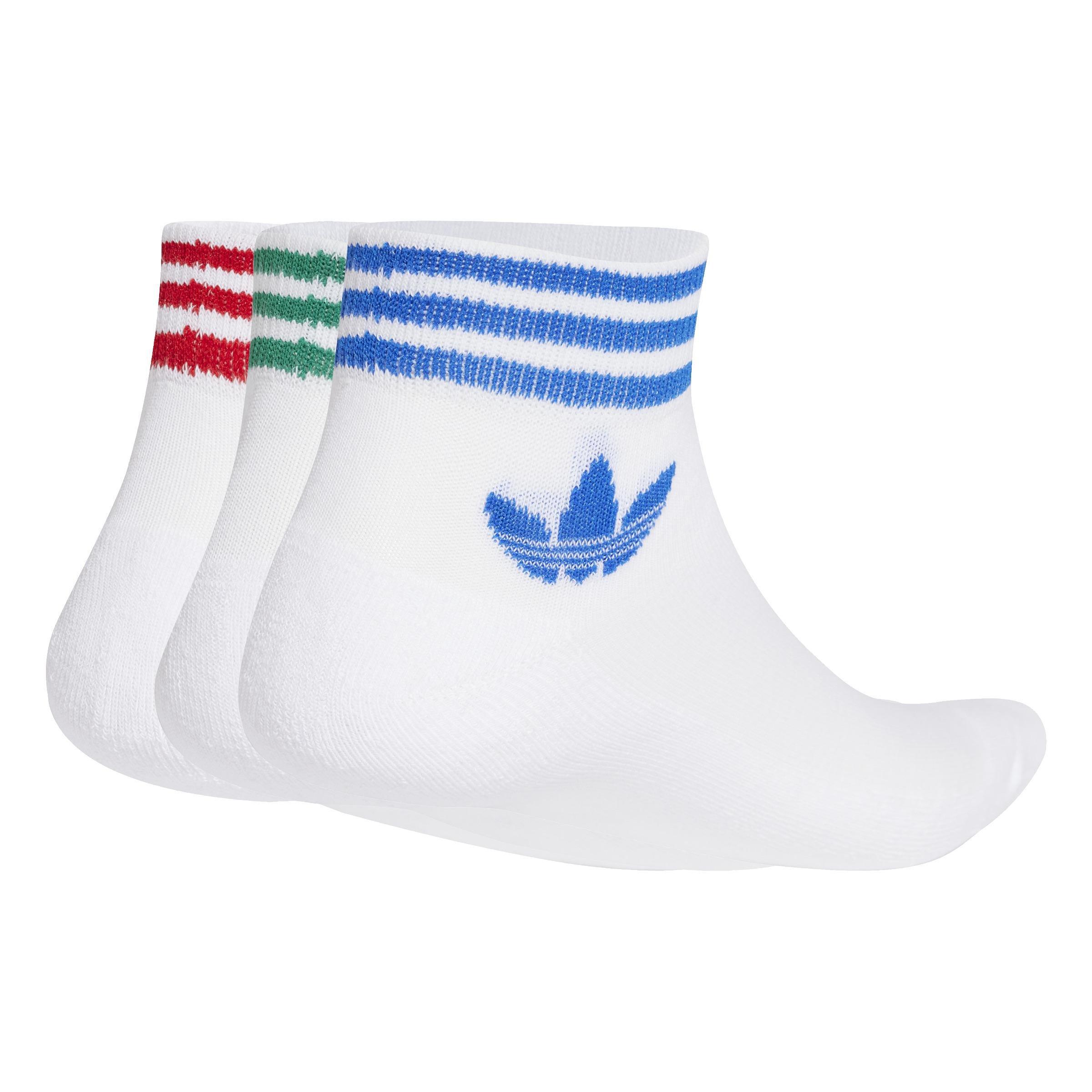 Unisex Island Club Trefoil Ankle Socks 3 Pairs, White, A701_ONE, large image number 0