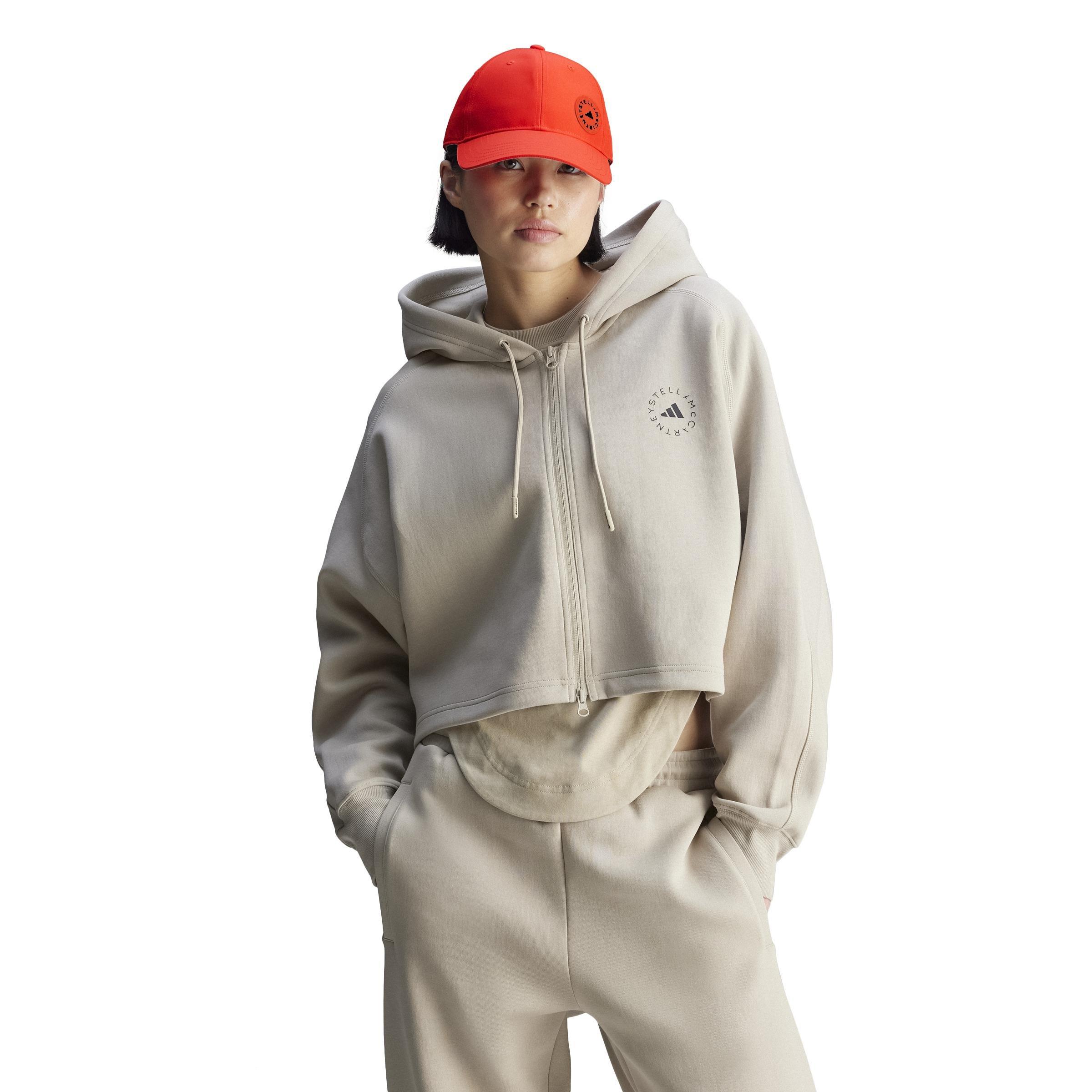 adidas by Stella McCartney Sportswear Cropped Hoodie, Beige, A701_ONE, large image number 12