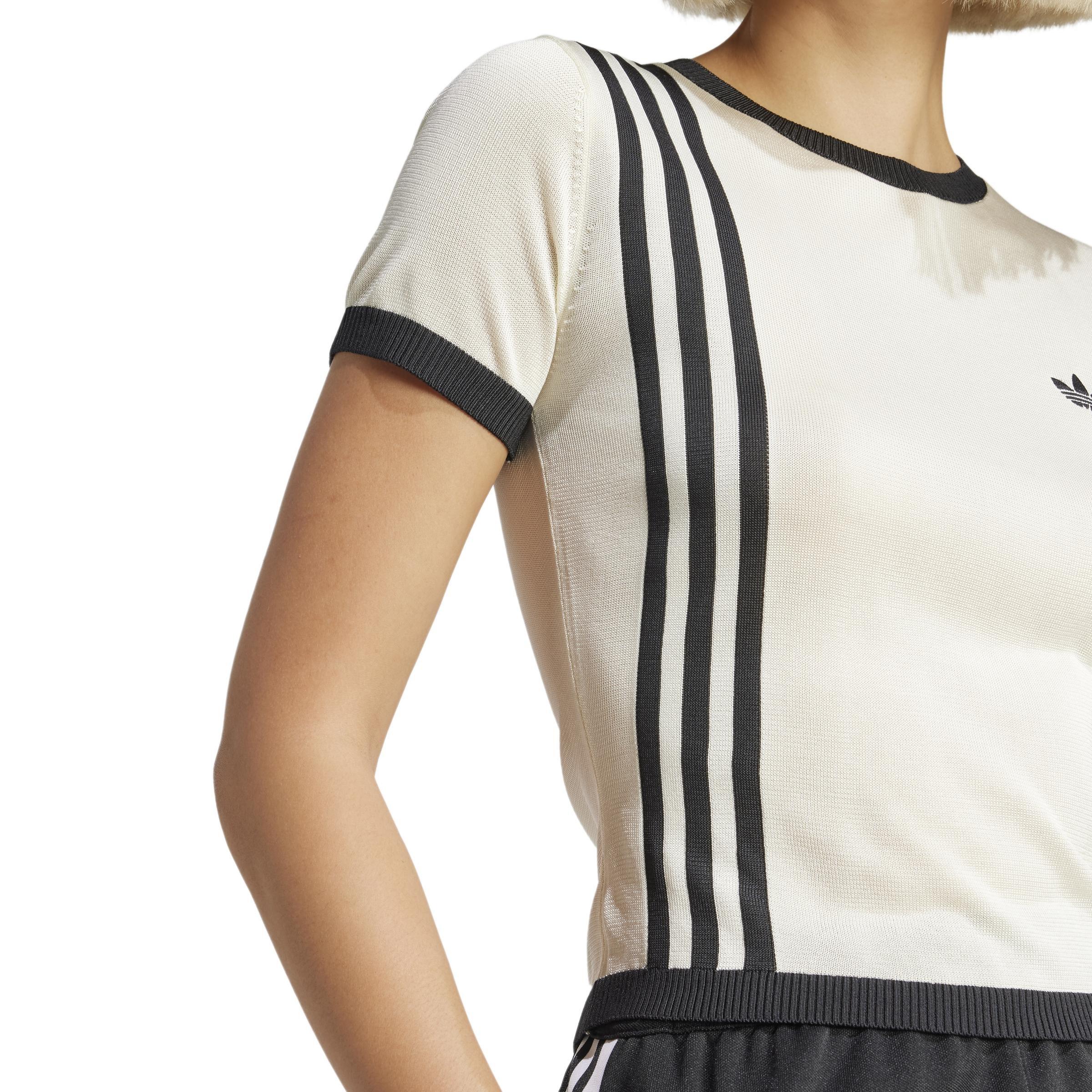 Knitted 3-Stripes Short Tee, Beige, A701_ONE, large image number 2