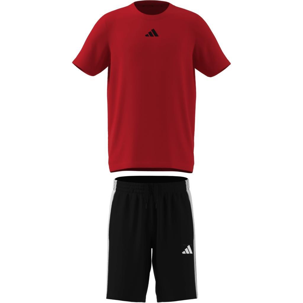 Unisex Kids Train Essentials 3-Stripes Tee Set, Red, A701_ONE, large image number 7