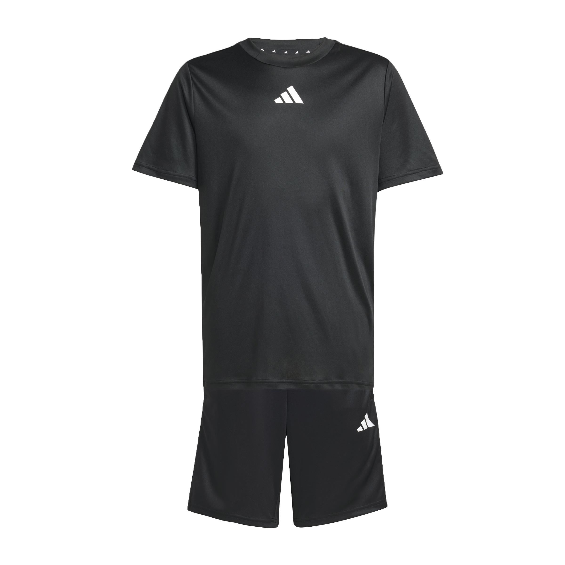 Unisex Kids Train Essentials 3-Stripes Tee Set, Black, , large image number 0