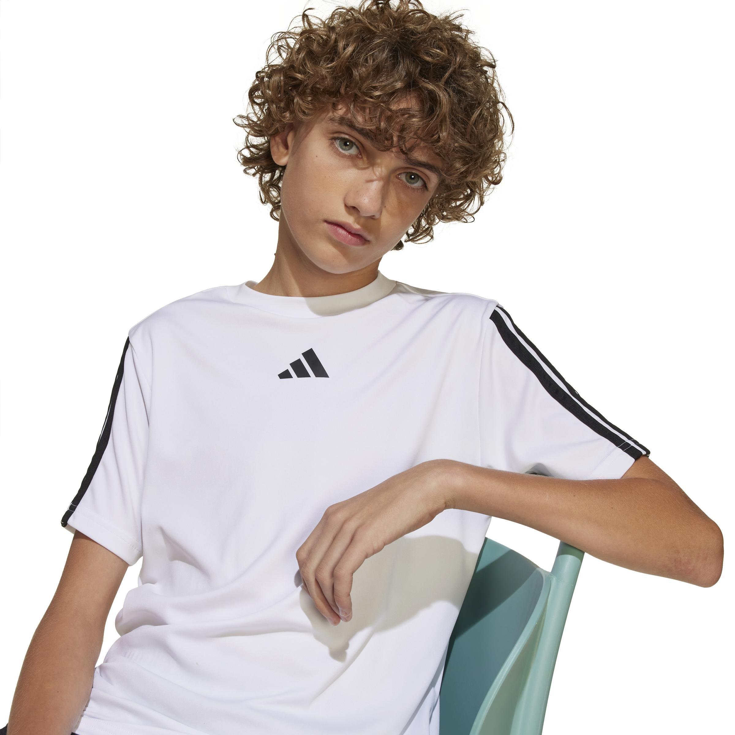 Kids Train Essentials 3-Stripes T-Shirt, White, A701_ONE, large image number 5