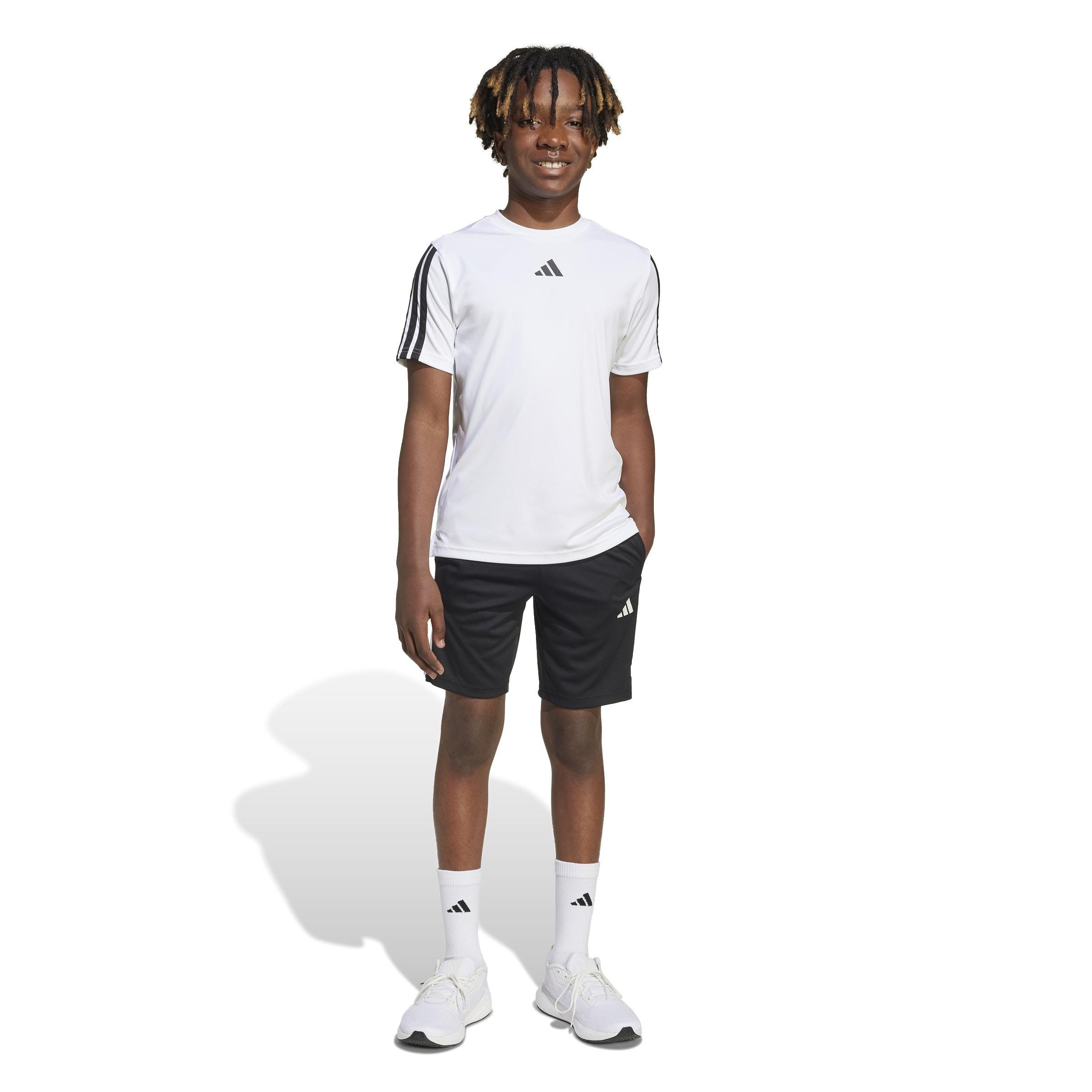Kids Unisex Train Essentials 3-Stripes Shorts, Black, A701_ONE, large image number 7