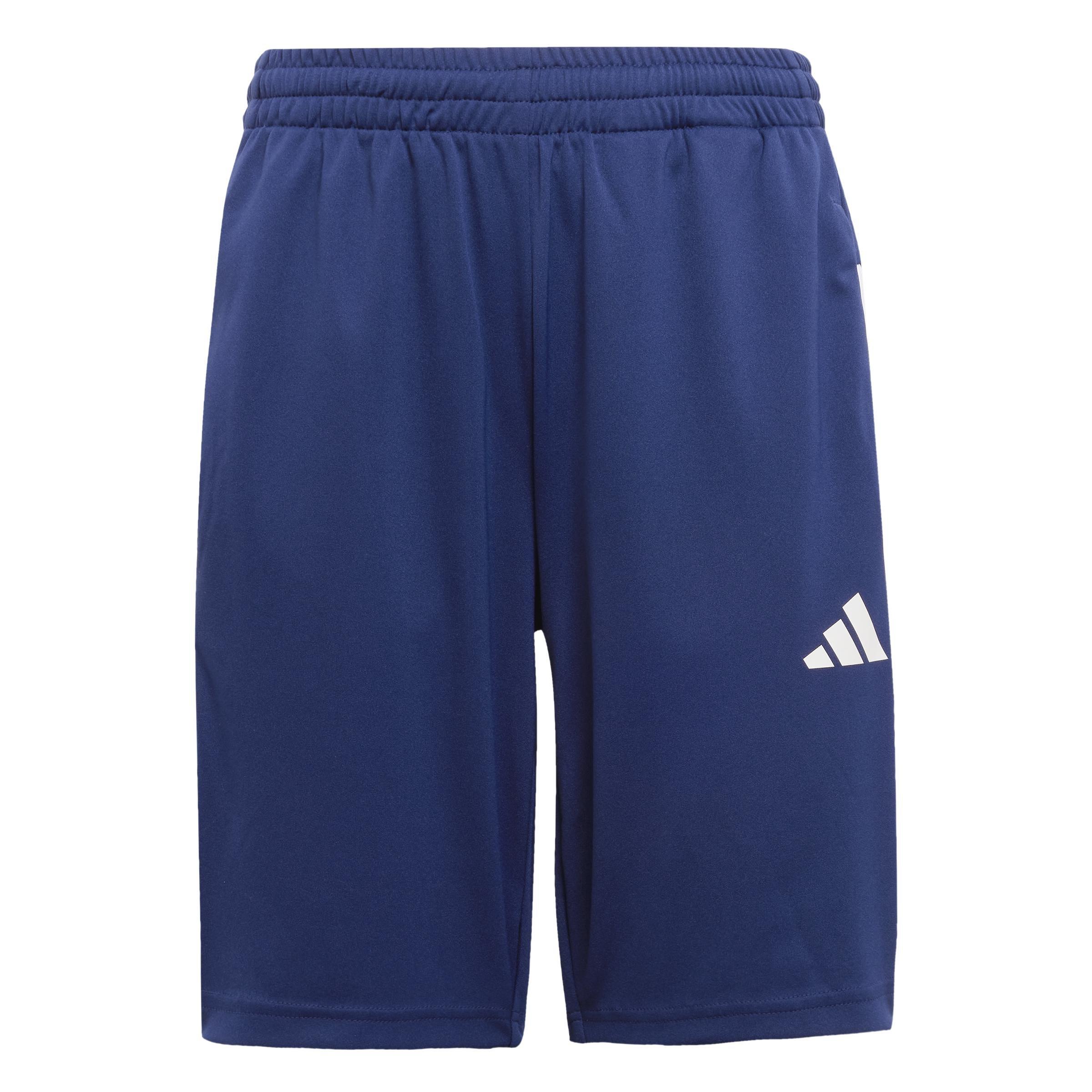 Unisex Kids Train Essentials 3-Stripes Shorts, Blue, A701_ONE, medium