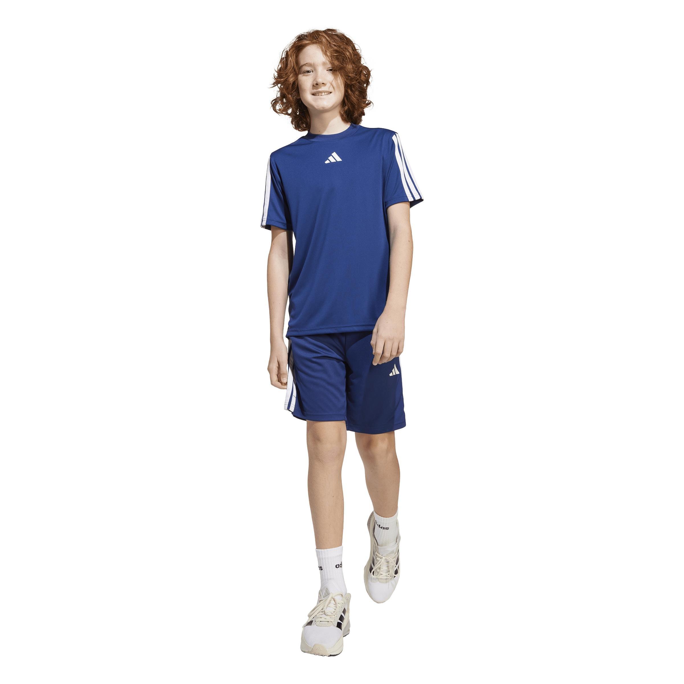 Unisex Kids Train Essentials 3-Stripes Shorts, Blue, A701_ONE, large image number 6