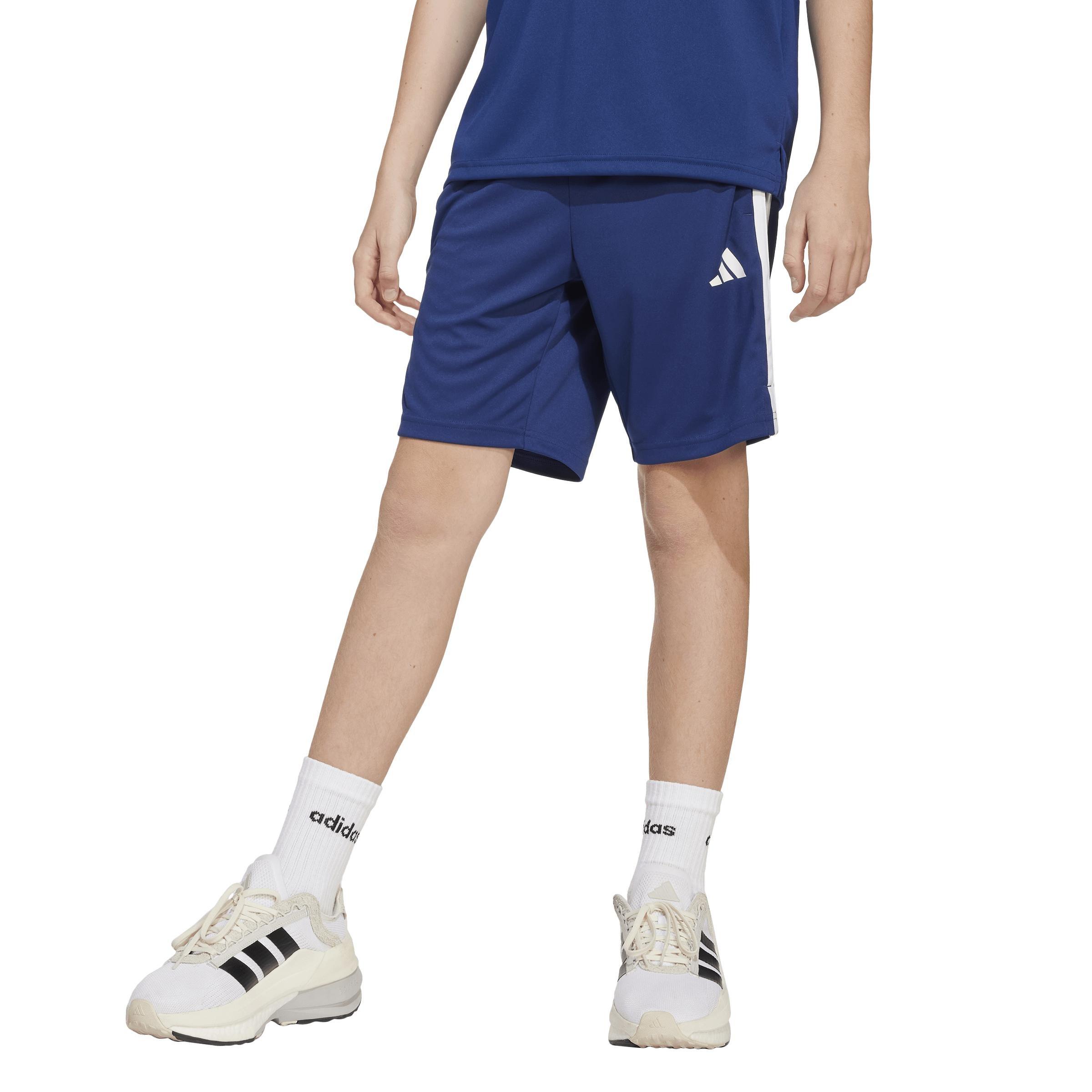 Unisex Kids Train Essentials 3-Stripes Shorts, Blue, A701_ONE, large image number 7