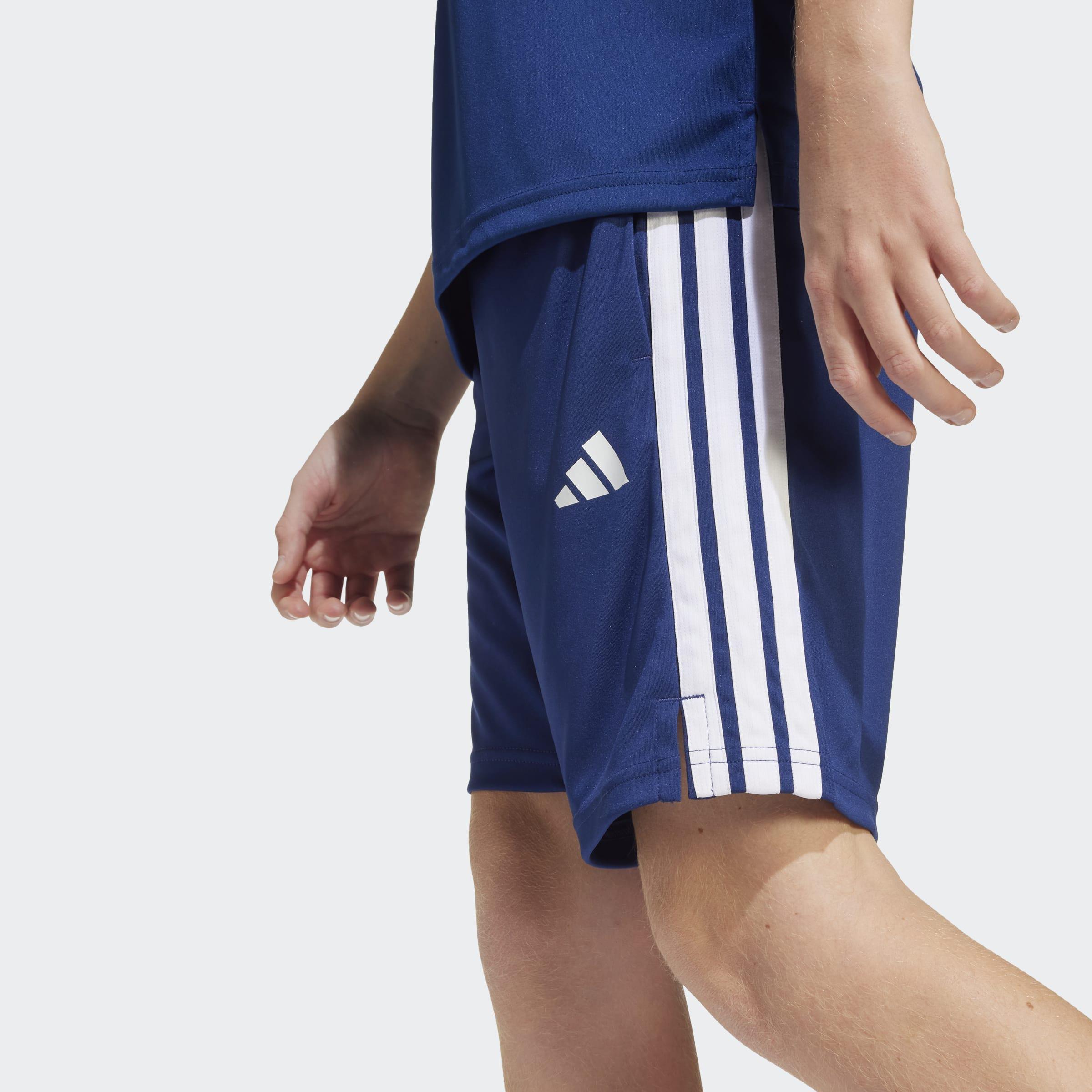 Unisex Kids Train Essentials 3-Stripes Shorts, Blue, A701_ONE, large image number 8
