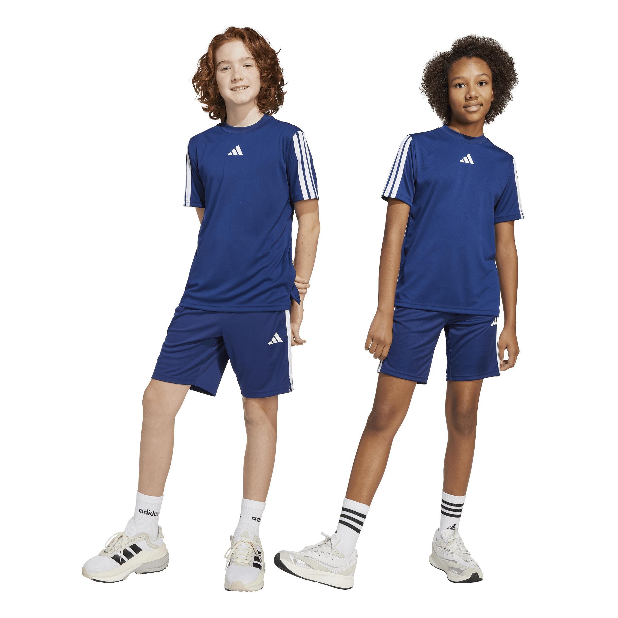 Unisex Kids Train Essentials 3-Stripes Shorts, Blue, A701_ONE, medium