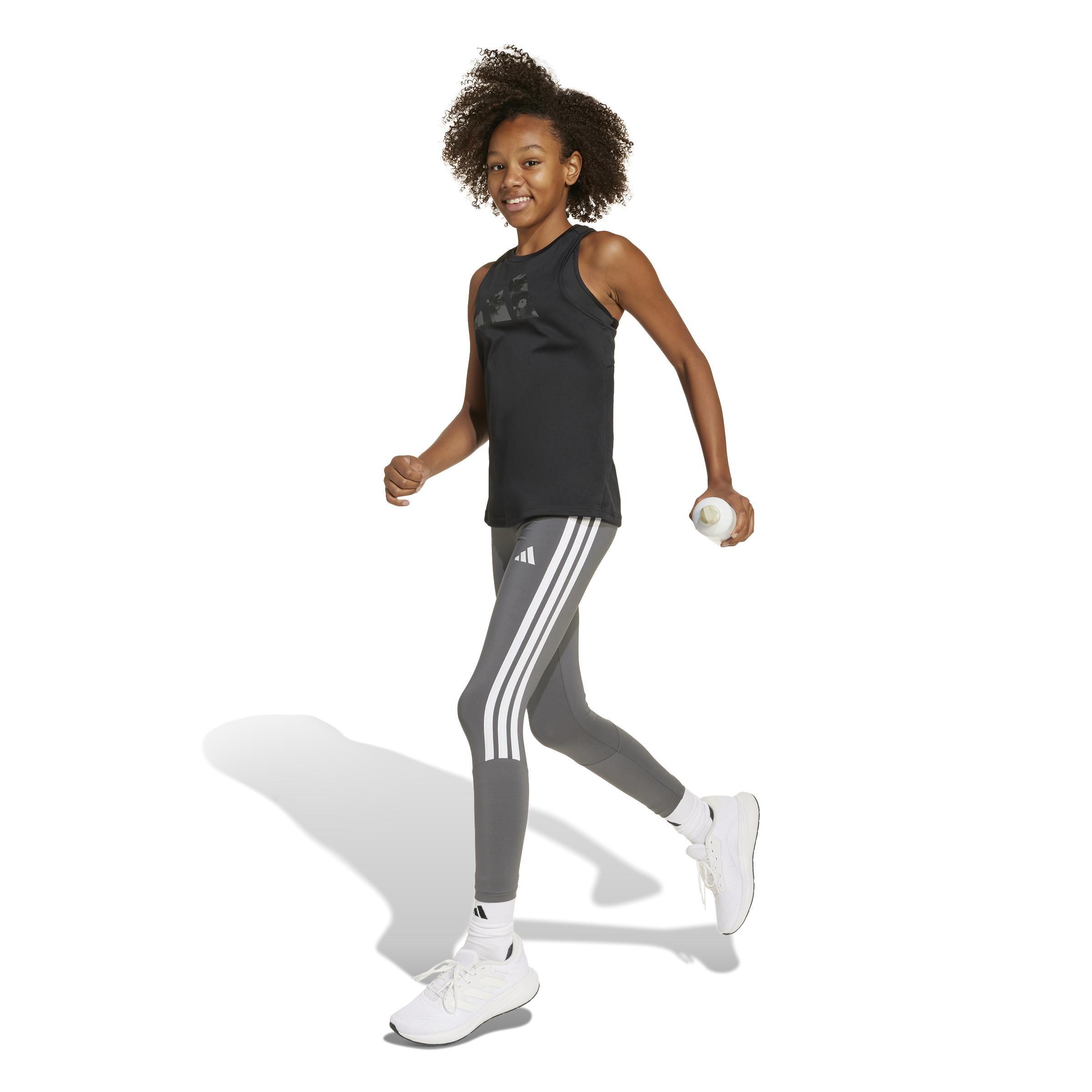 Kids Train Essentials 3-Stripes Leggings, Grey, , large image number 9