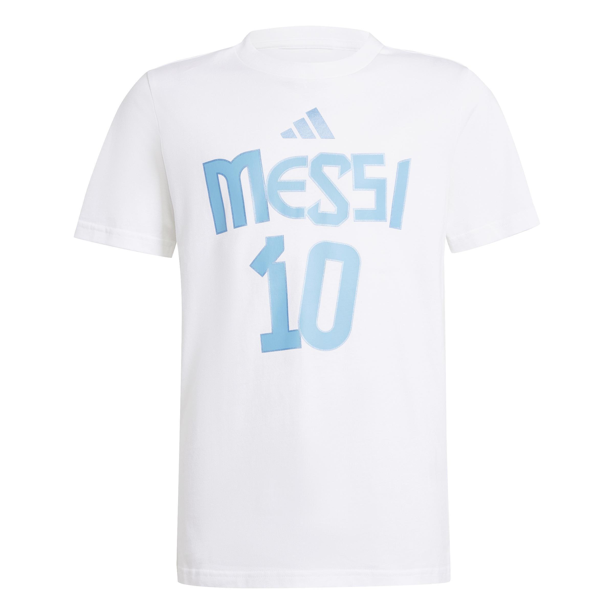 Kids Messi Name and Number Graphic Tee, White, , large image number 0