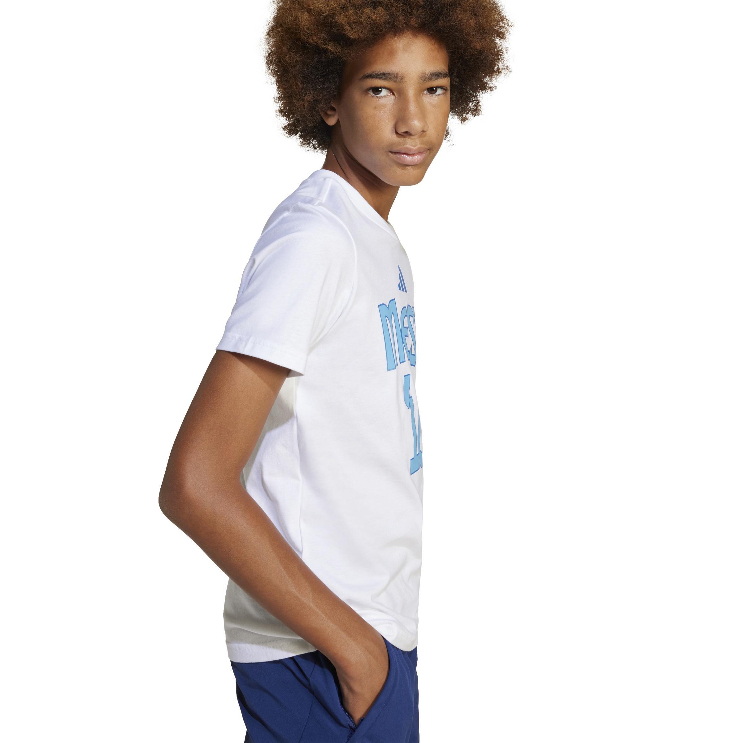 Kids Messi Name and Number Graphic Tee, White, , large image number 3