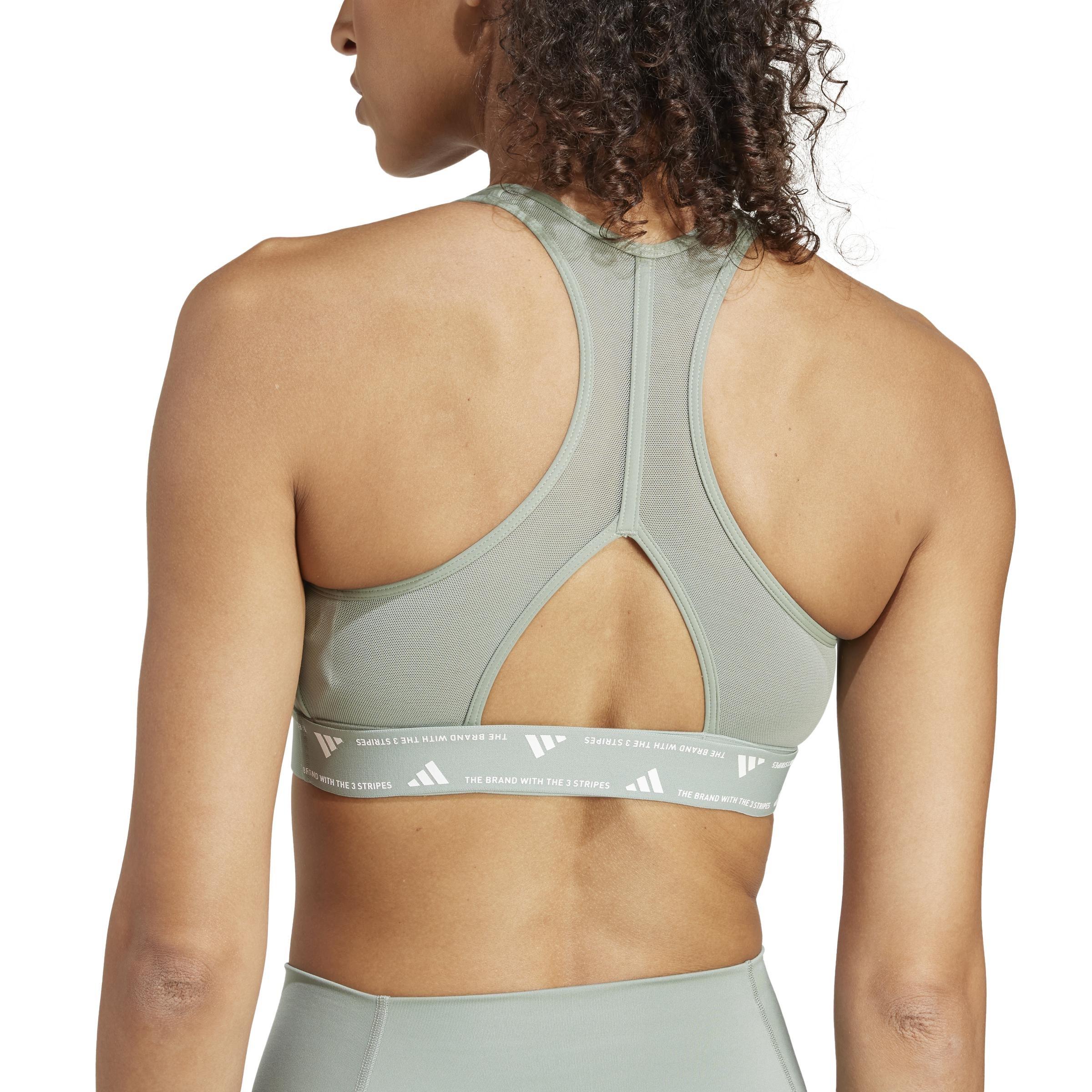 Powerreact Training Medium-Support Bra, Green, A701_ONE, large image number 3