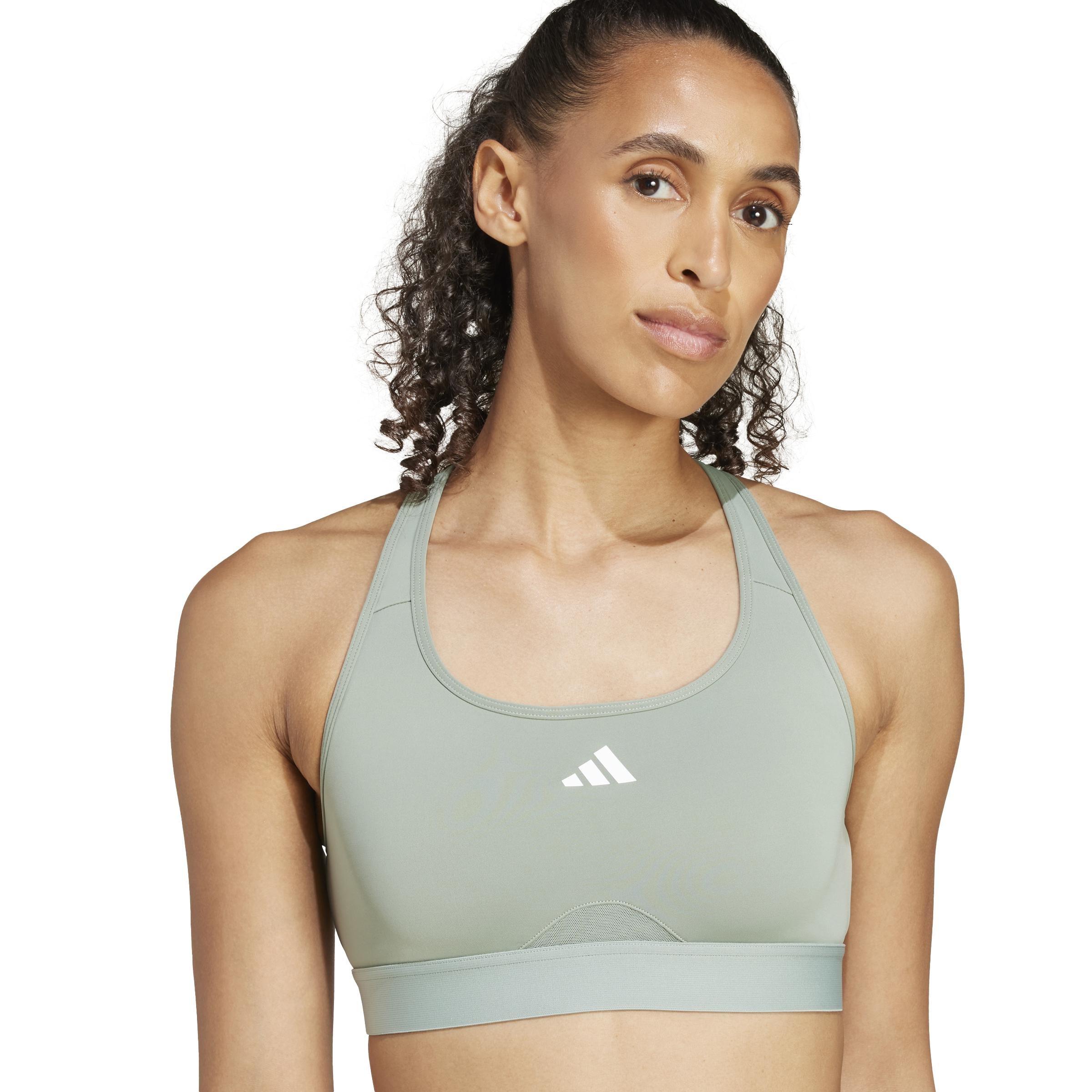 Powerreact Training Medium-Support Bra, Green, A701_ONE, large image number 4