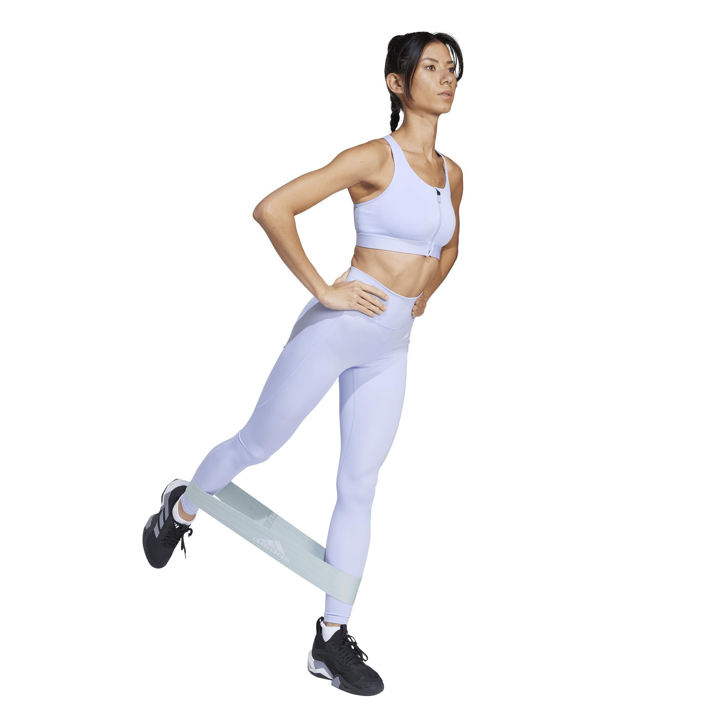 Powerreact Training Medium-Support Zip Bra, Purple, A701_ONE, large image number 5