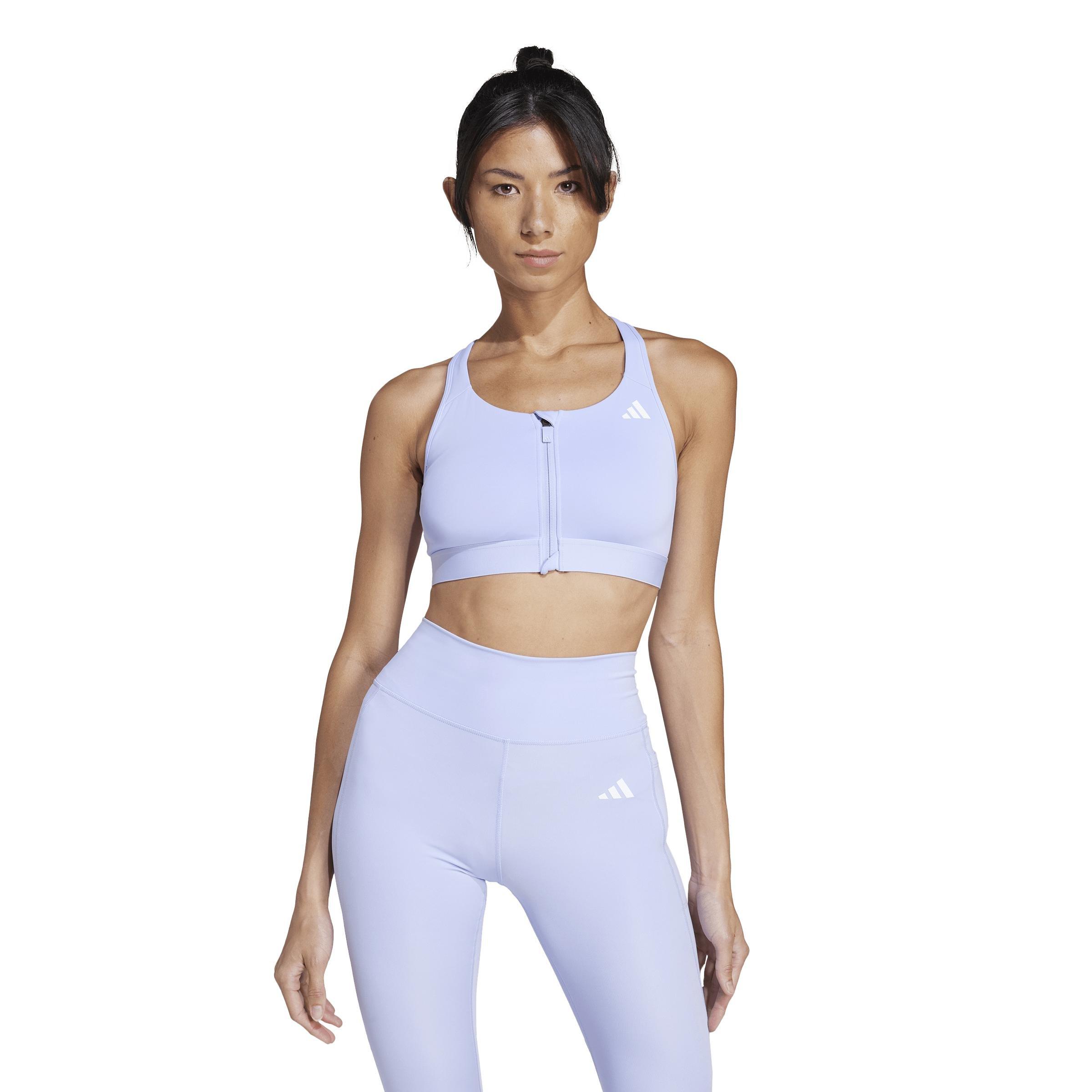 Powerreact Training Medium-Support Zip Bra, Purple, A701_ONE, large image number 6