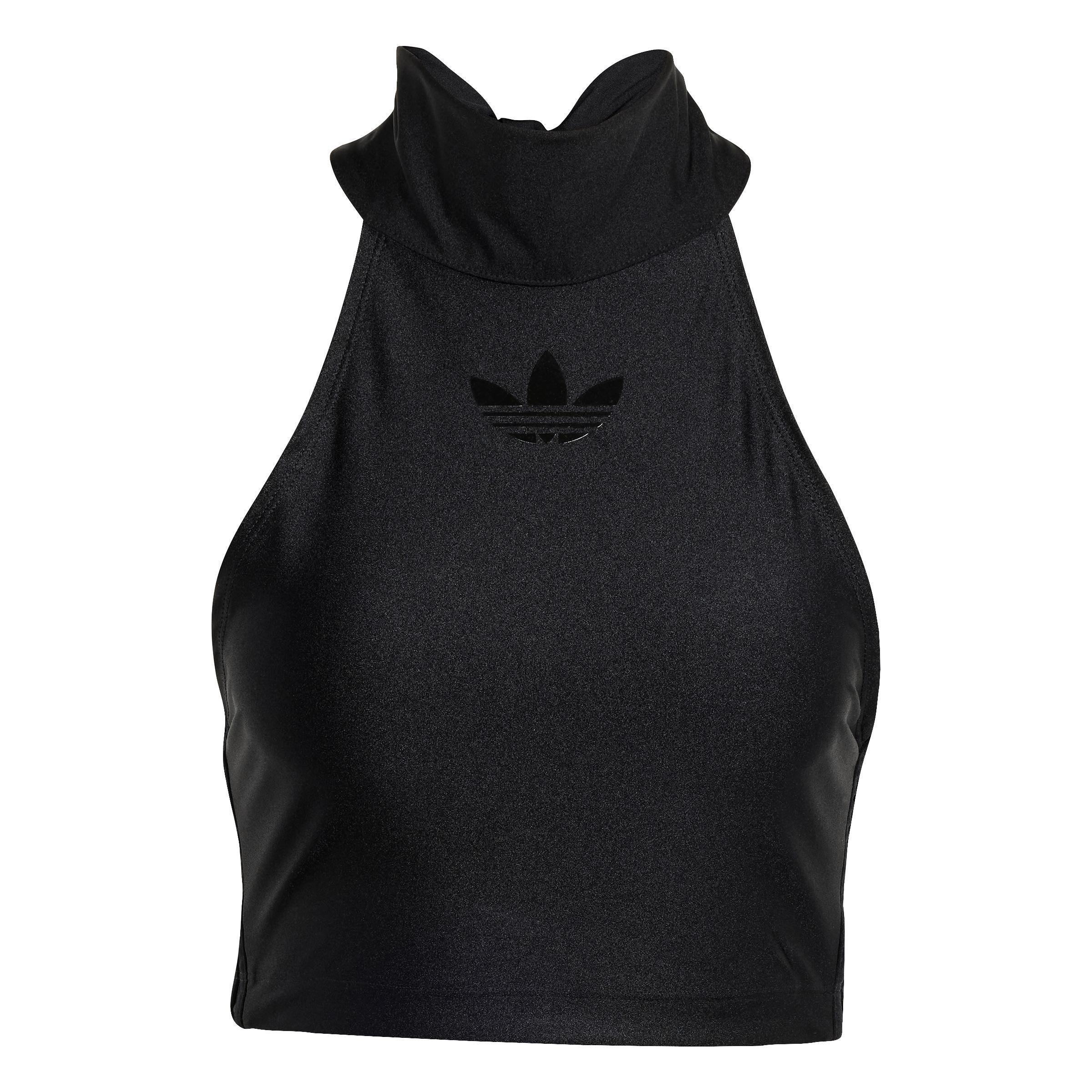 Tie-Neck Crop Top, Black, , large image number 0