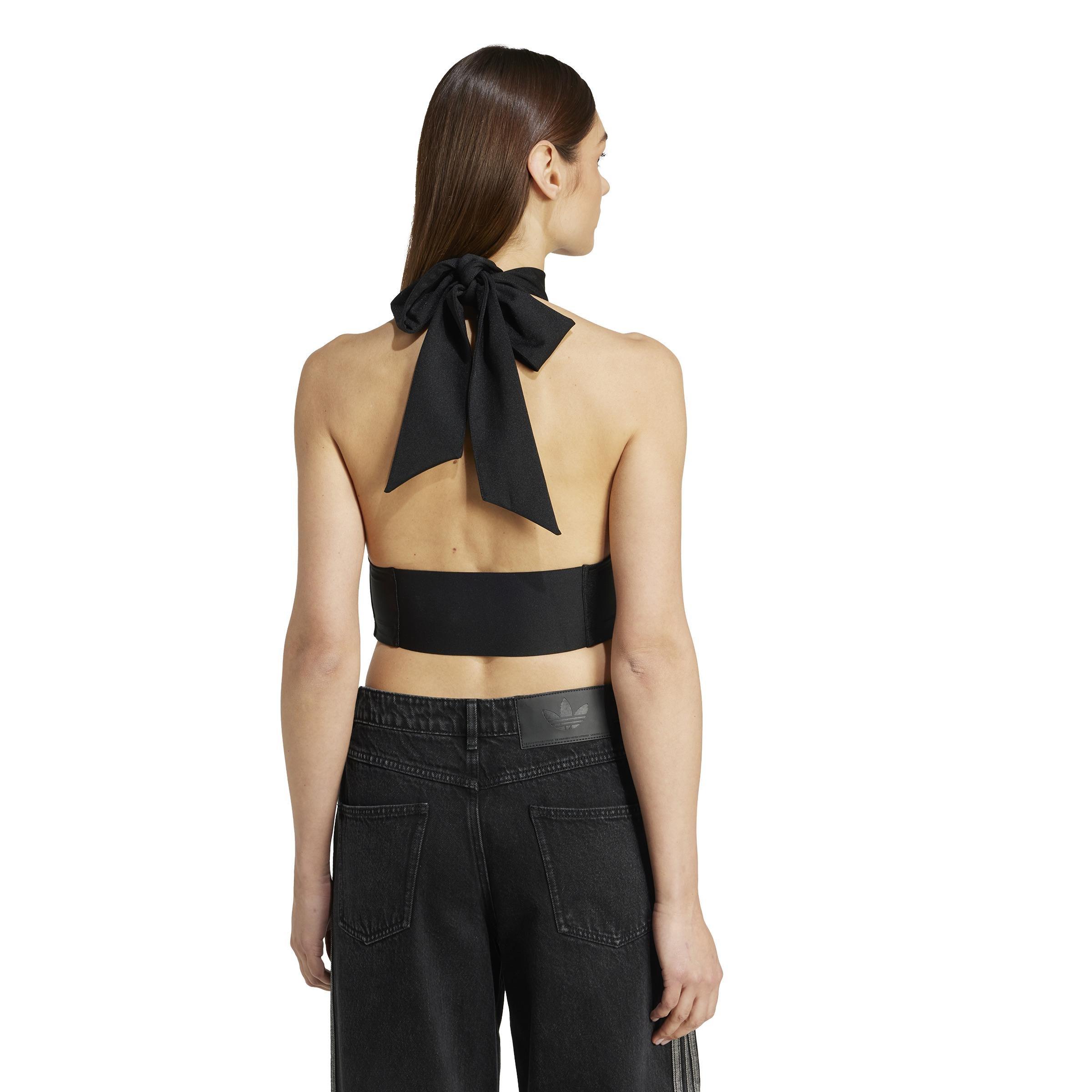 Tie-Neck Crop Top, Black, , large image number 1