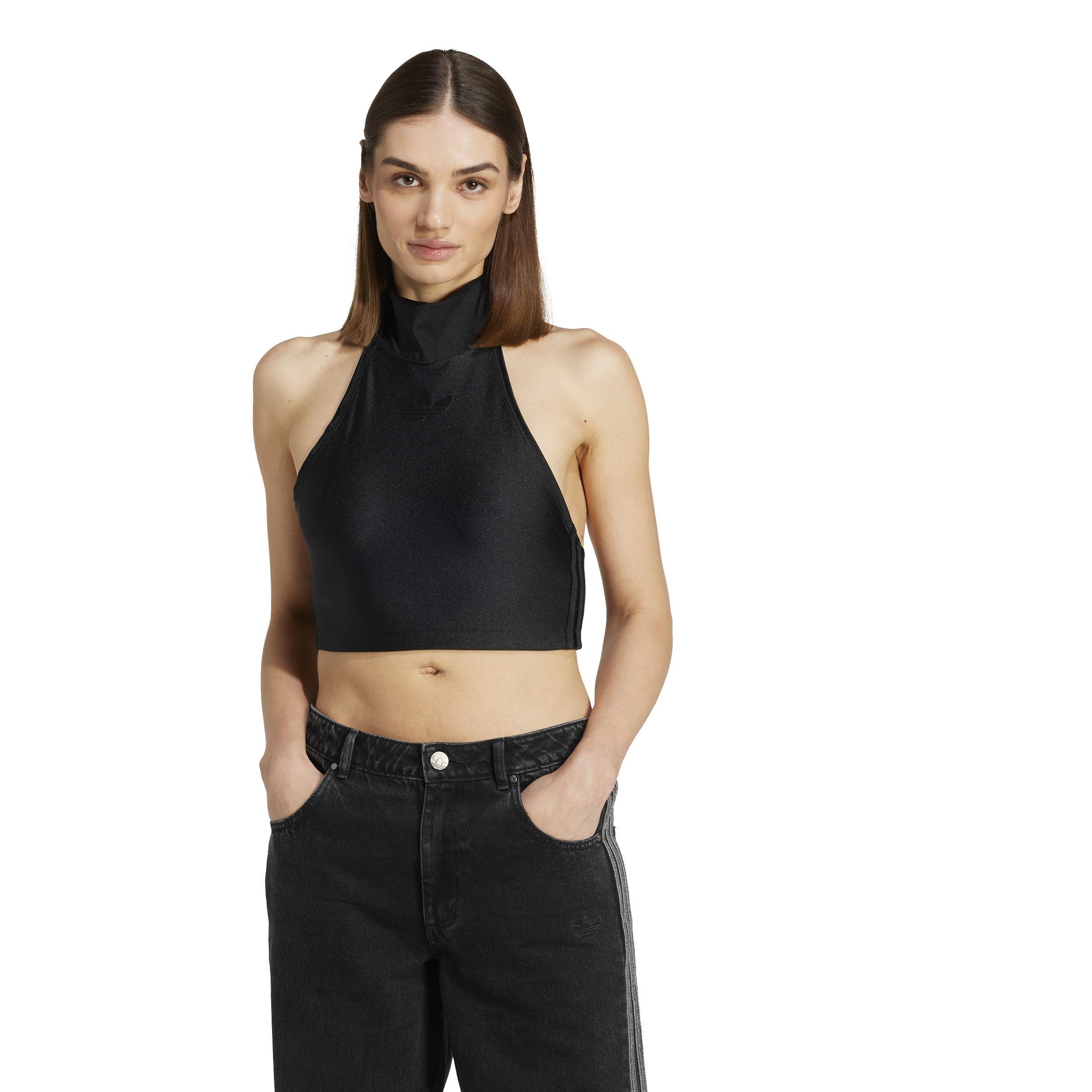 Tie-Neck Crop Top, Black, , large image number 4