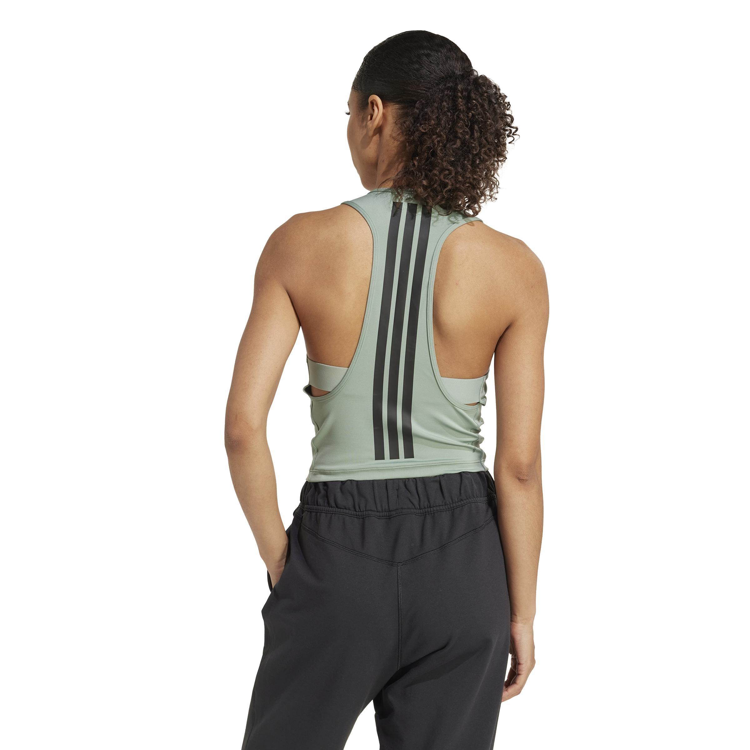 Power 3-Stripes Racerback Bra Tank Top, Green, , large image number 2
