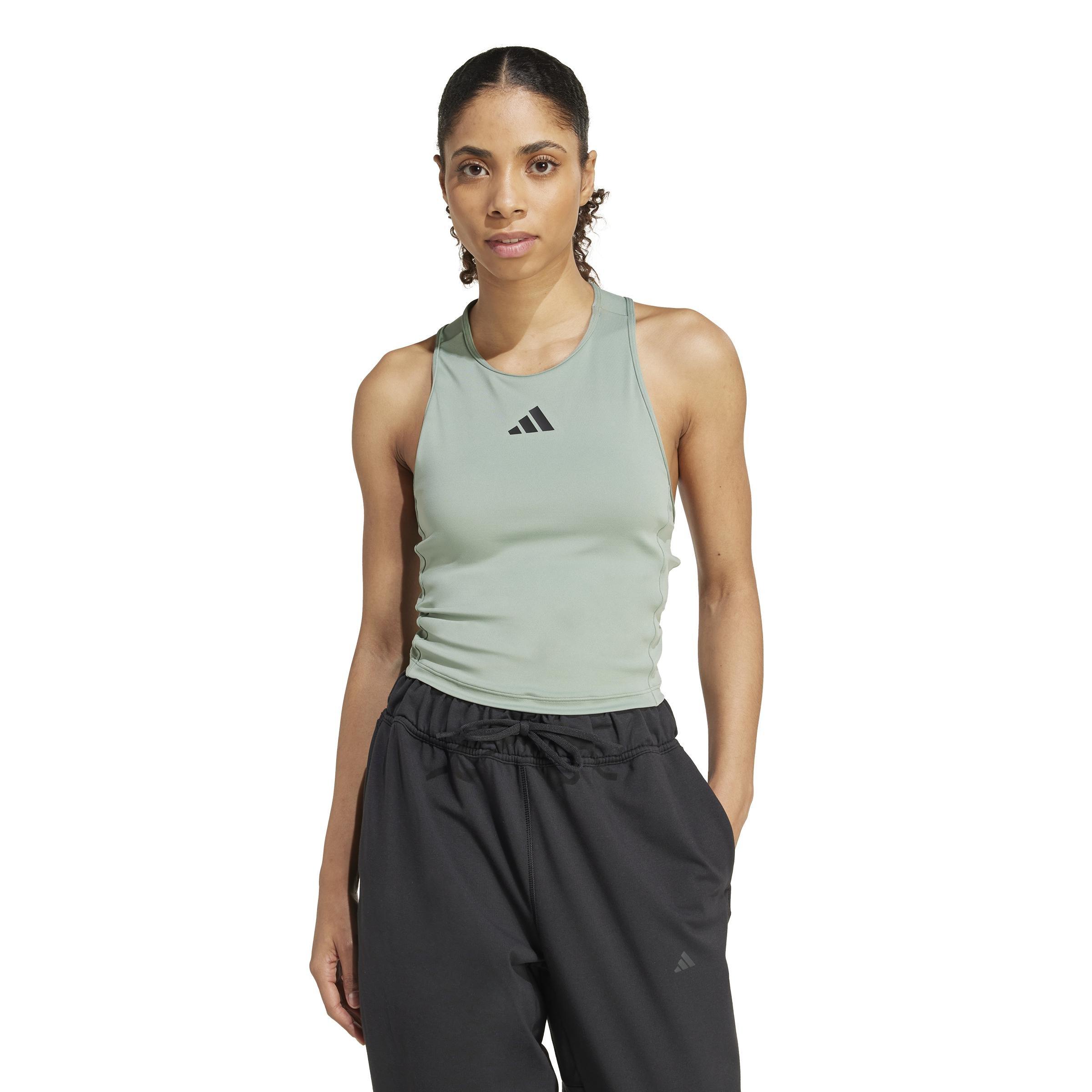 Power 3-Stripes Racerback Bra Tank Top, Green, , large image number 6