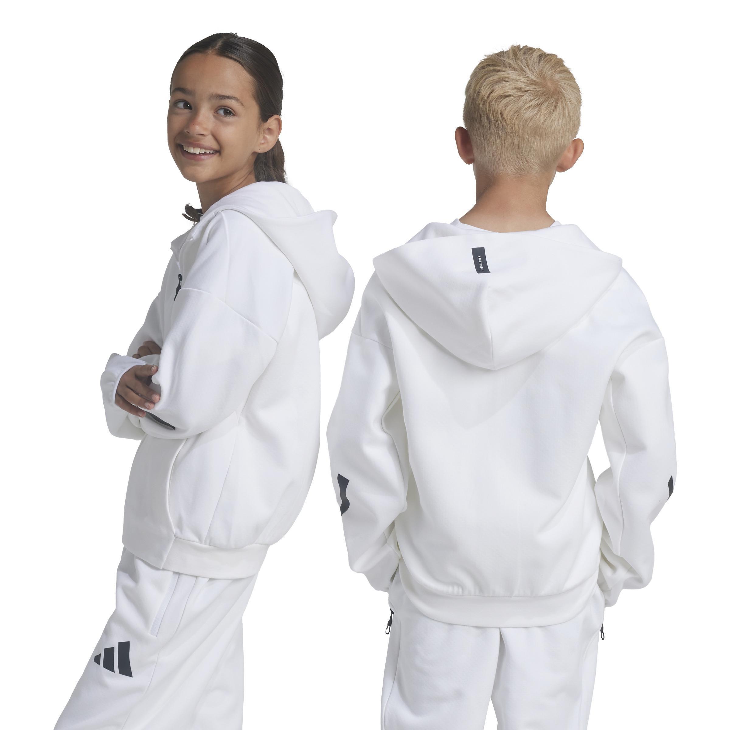 Unisex adidas Z.N.E. Full-Zip Hooded Track Jacket, White, A701_ONE, large image number 2