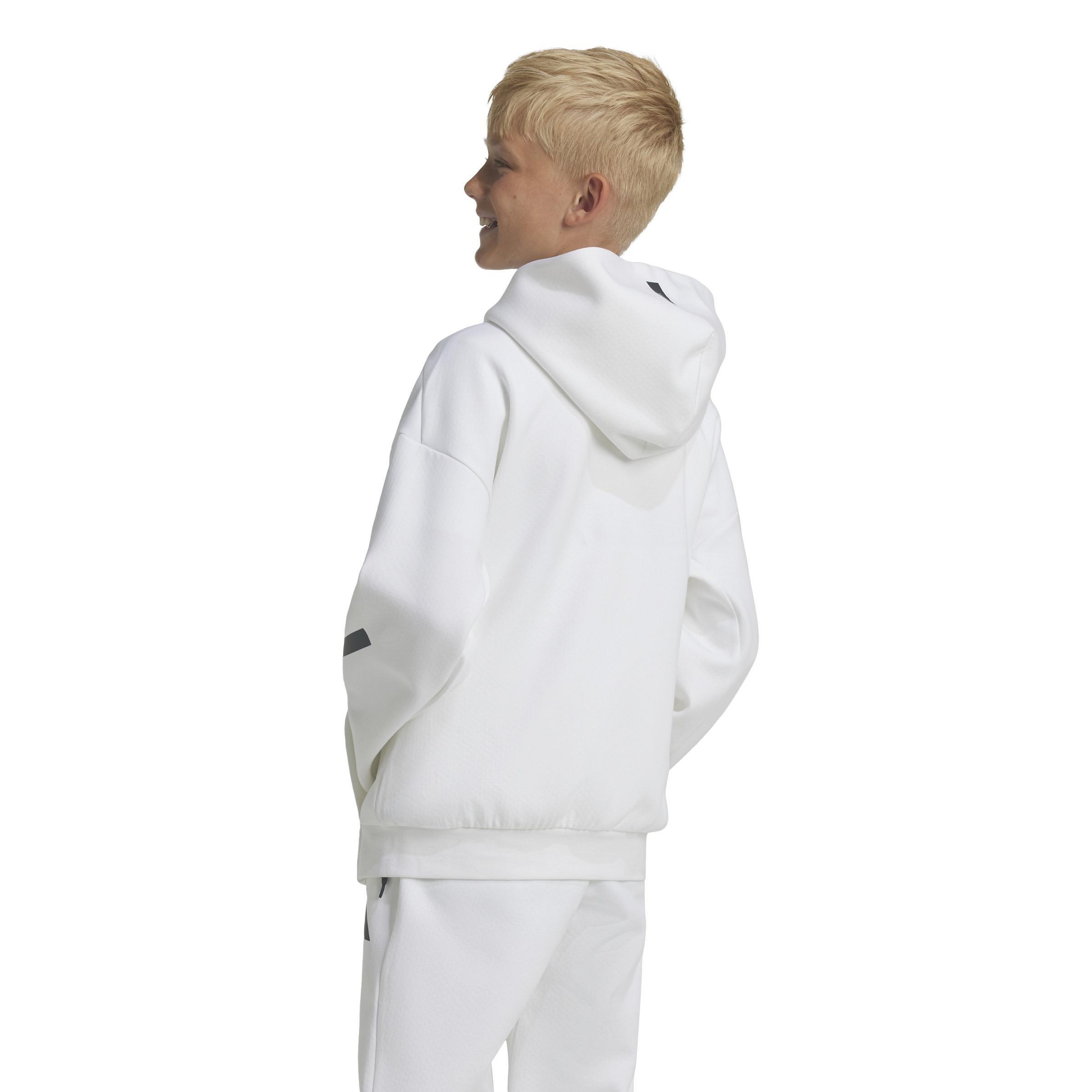 Unisex adidas Z.N.E. Full-Zip Hooded Track Jacket, White, A701_ONE, large image number 3