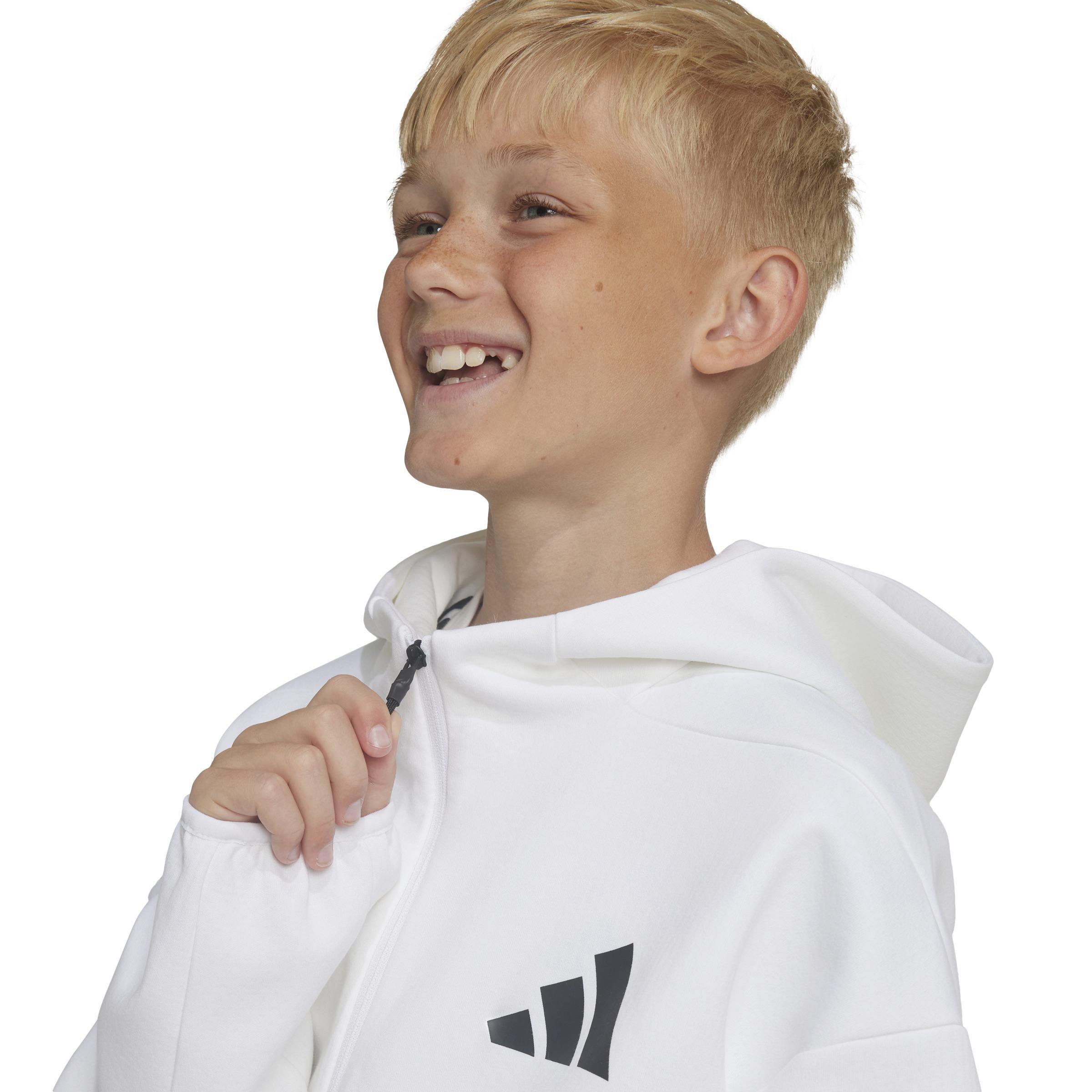 Unisex adidas Z.N.E. Full-Zip Hooded Track Jacket, White, A701_ONE, large image number 5