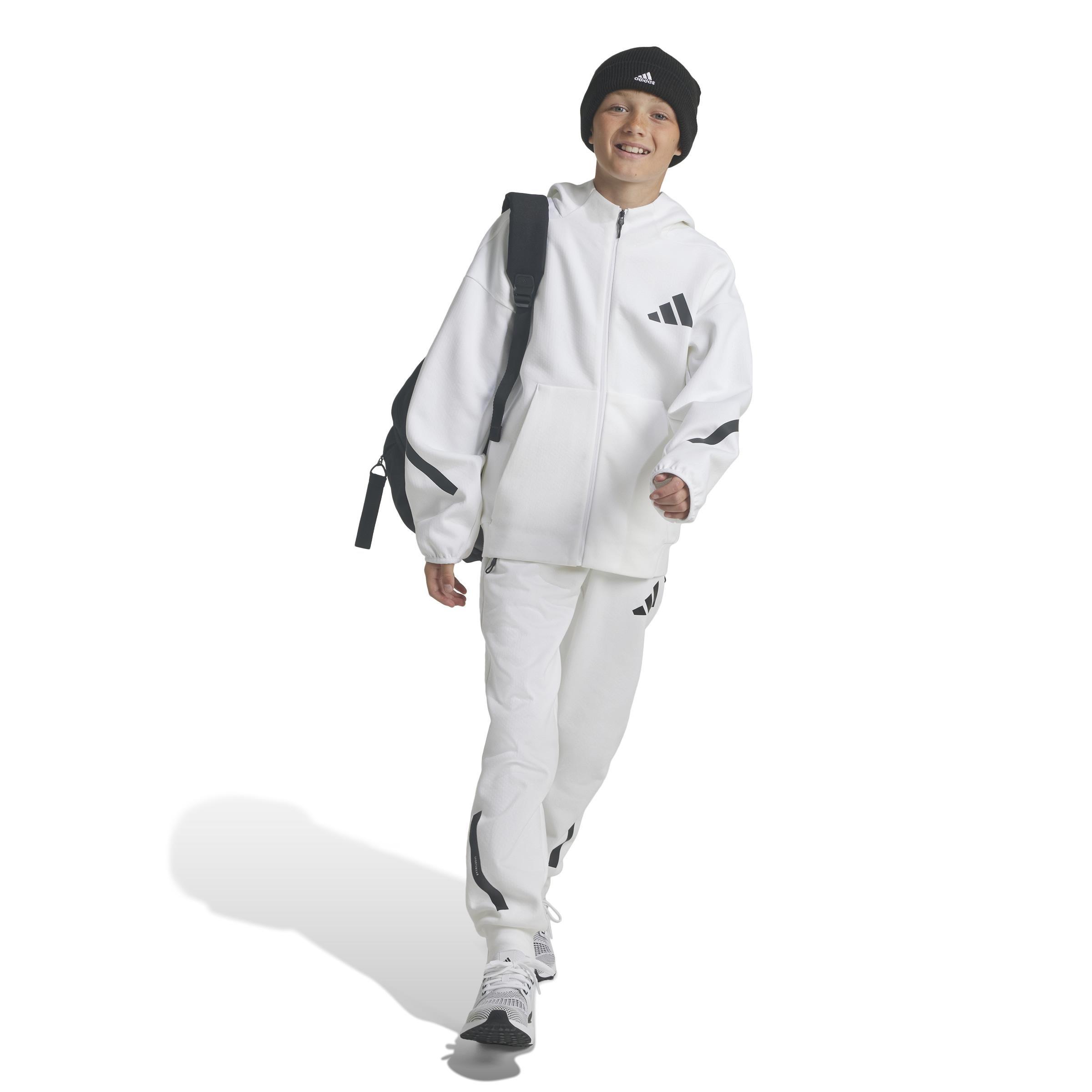 Unisex adidas Z.N.E. Full-Zip Hooded Track Jacket, White, A701_ONE, large image number 13