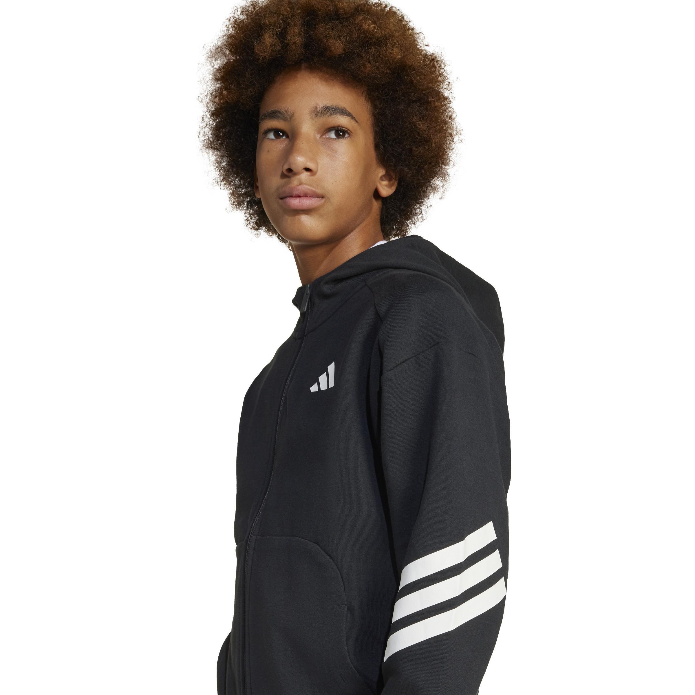 Unisex Kids Future Icons 3-Stripes Full-Zip Hooded Track Jacket, Black, , large image number 3