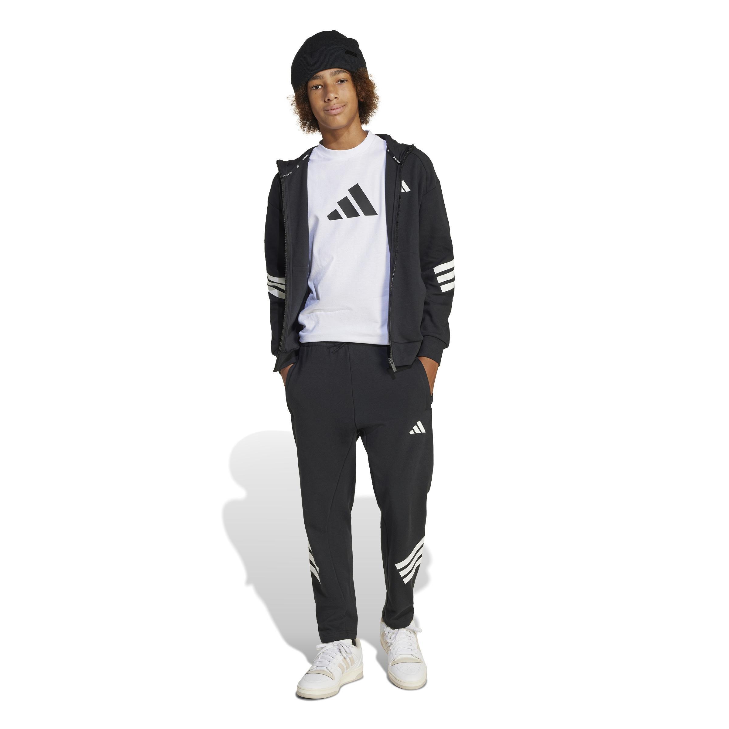 Unisex Kids Future Icons 3-Stripes Full-Zip Hooded Track Jacket, Black, , large image number 6