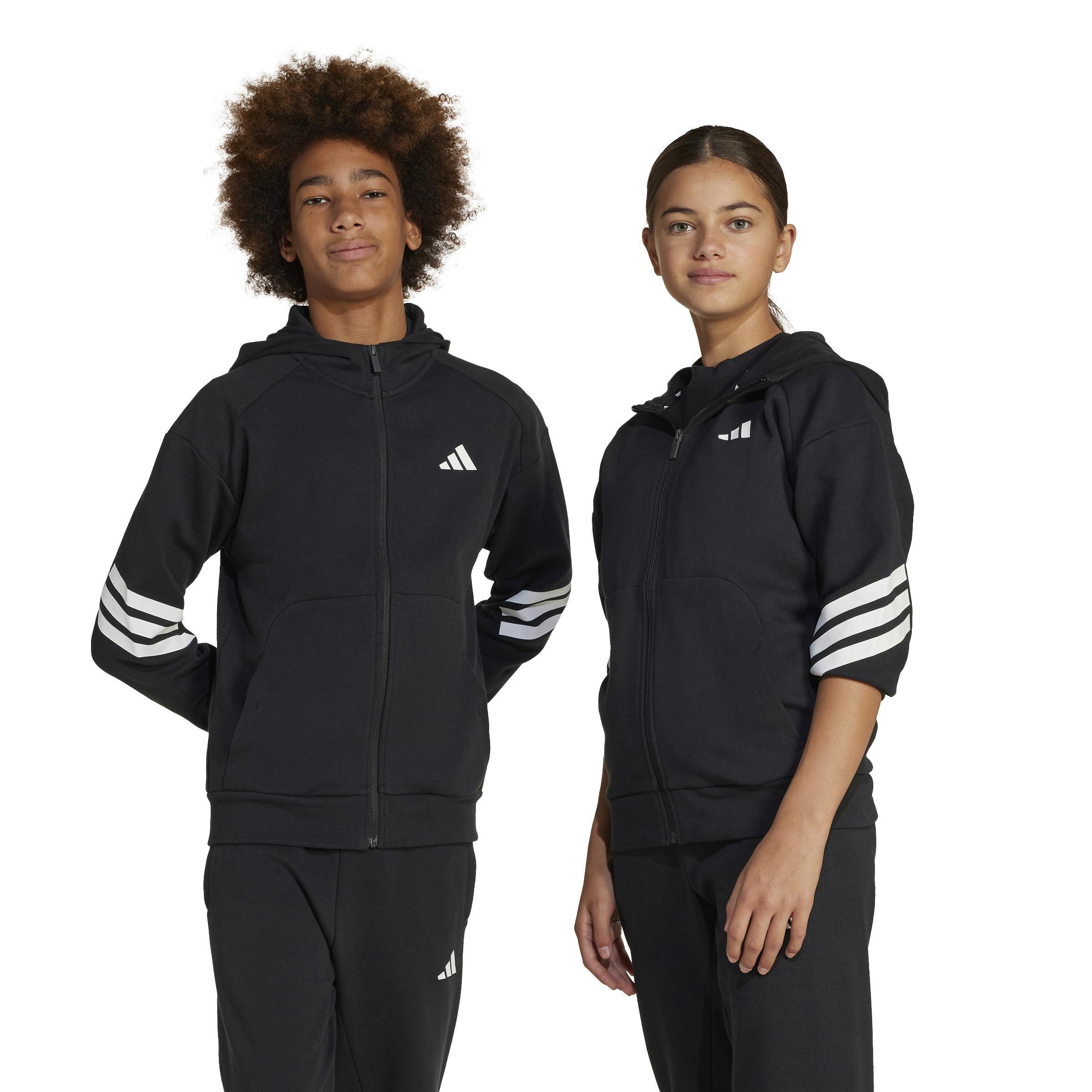 Unisex Kids Future Icons 3-Stripes Full-Zip Hooded Track Jacket, Black, , large image number 12