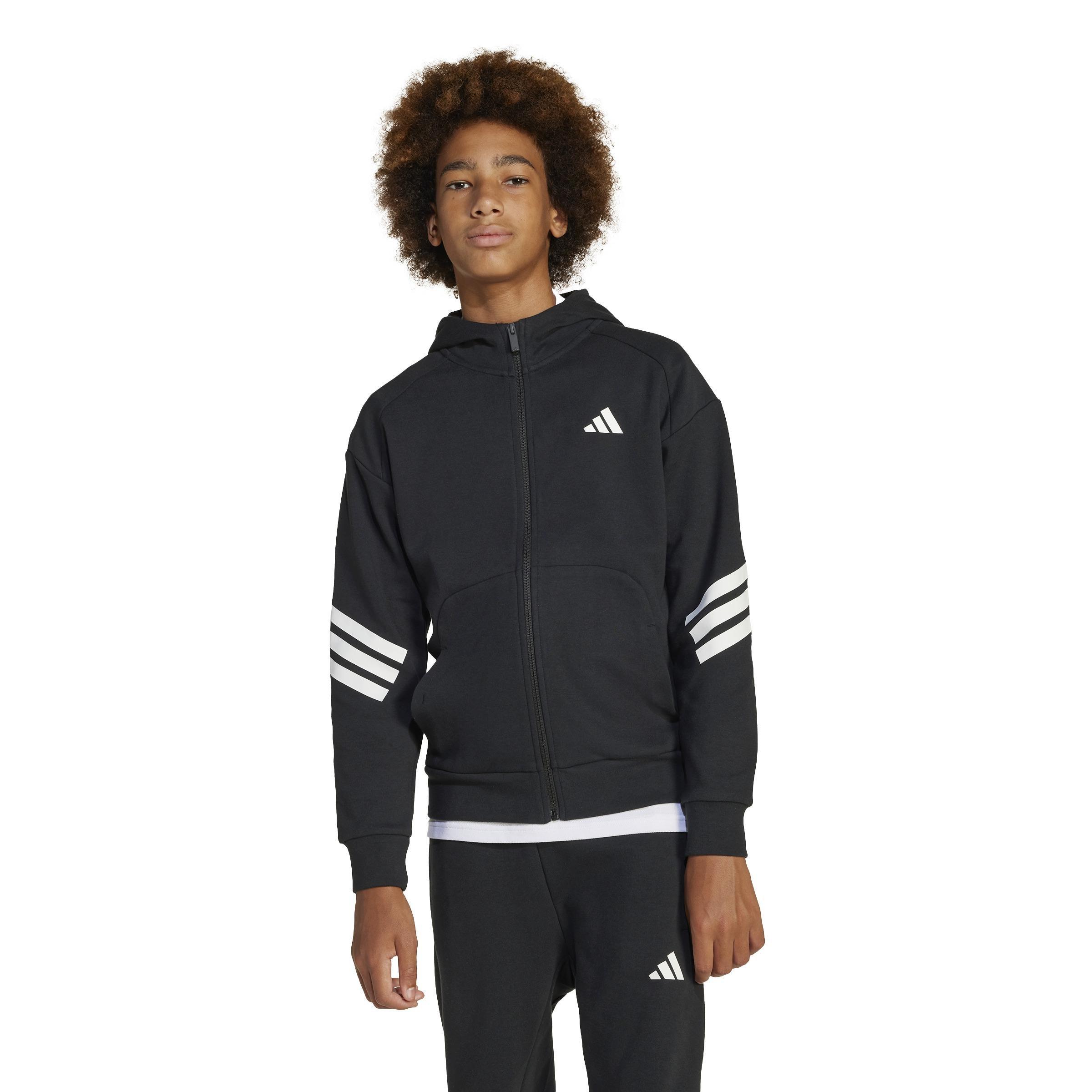 Unisex Kids Future Icons 3-Stripes Full-Zip Hooded Track Jacket, Black, , large image number 14
