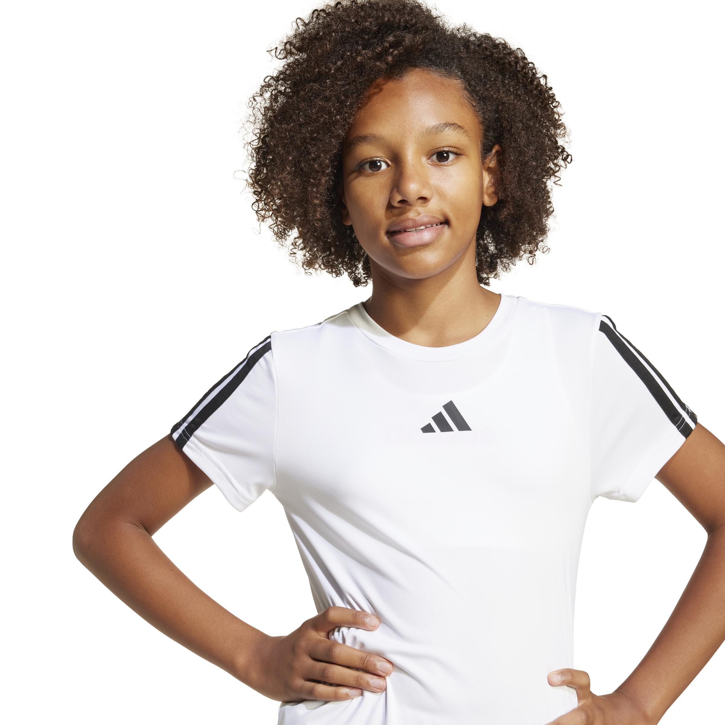Kids Training Essentials 3-Stripes Tee, White, A701_ONE, large image number 3