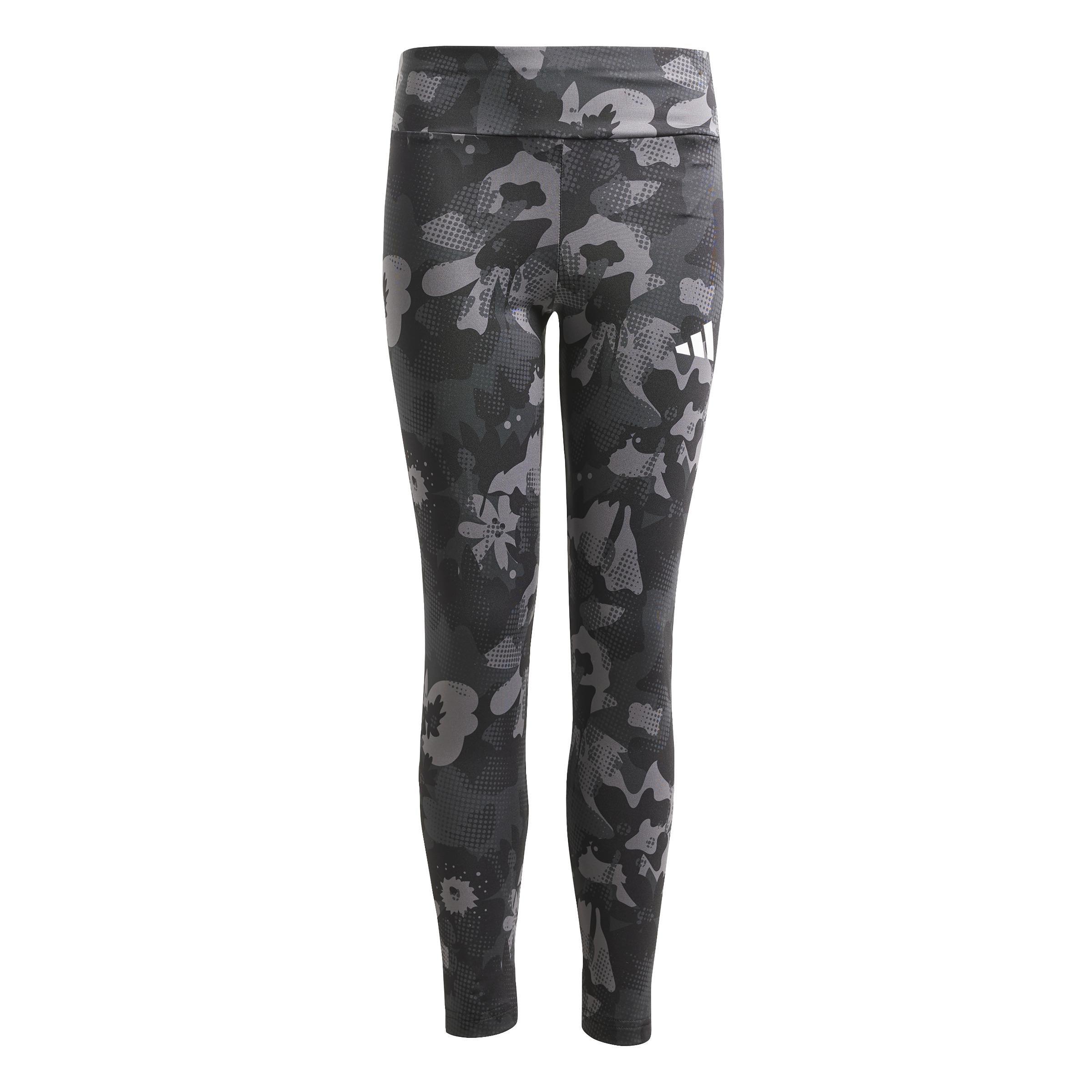Kids Train Essentials Flower Print Leggings, Grey, , large image number 0