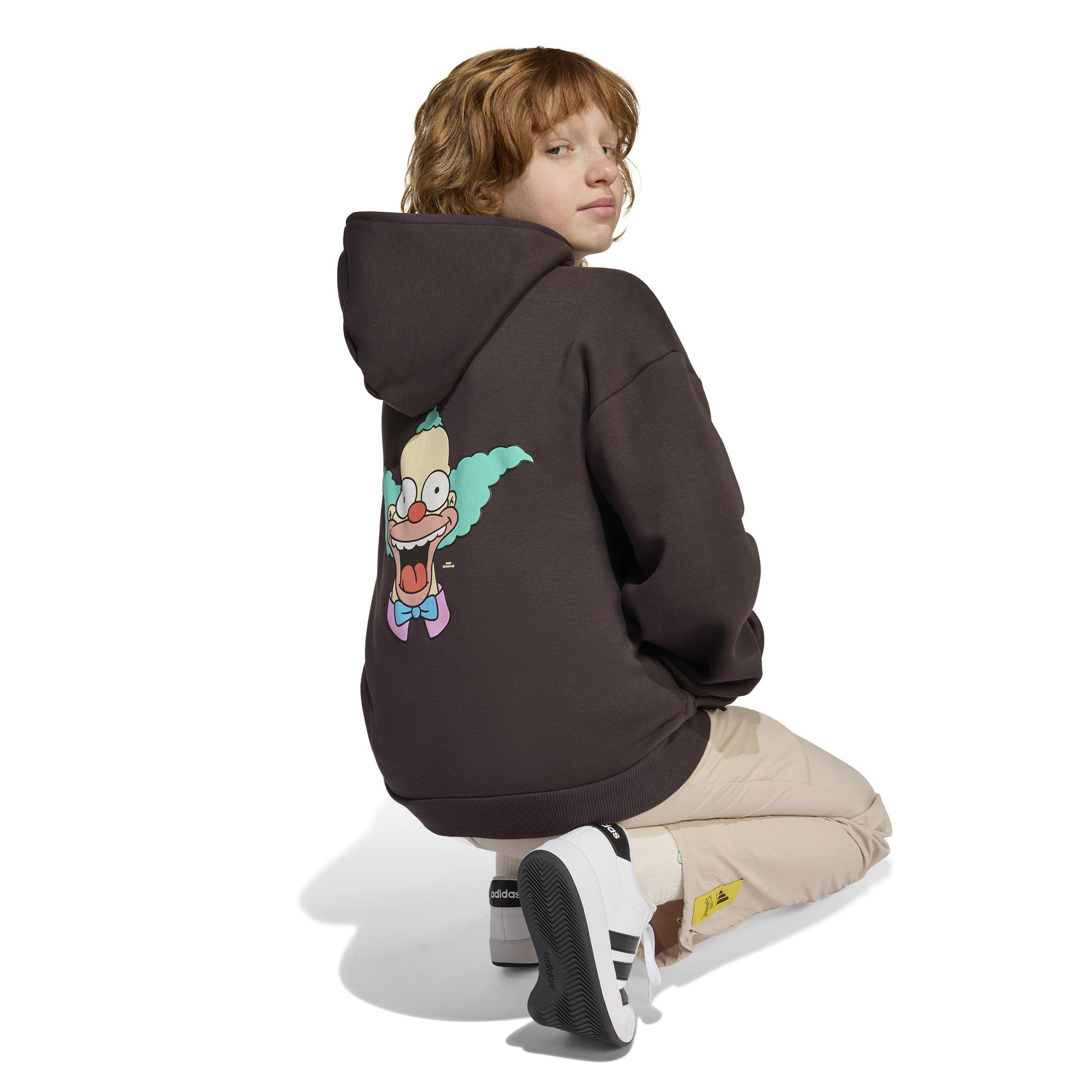 Kids Unisex adidas The Simpsons Hooded Sweat, Brown, A701_ONE, large image number 3