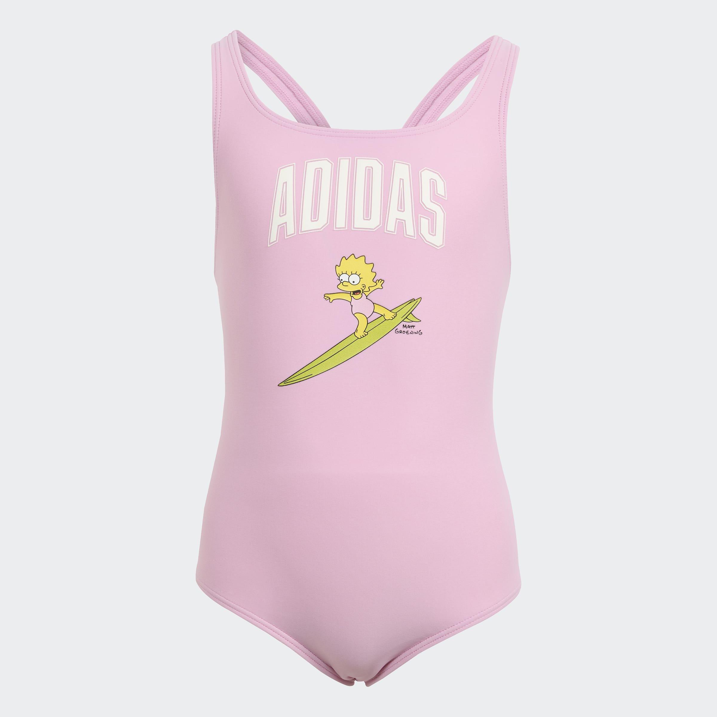 Kids adidas The Simpsons V-back Swimsuit, Pink, , medium